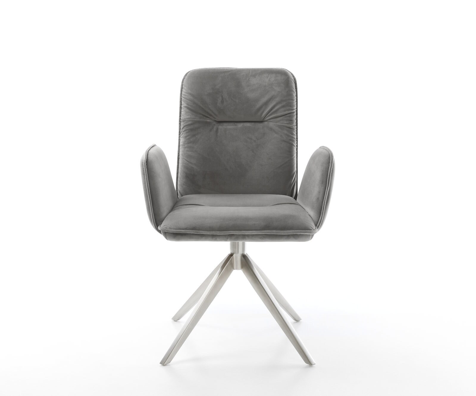 Draaistoel Vinja-Flex fluweel grijs kruisframe breed roestvrij staal 360° draaibaar rocker-functie 1