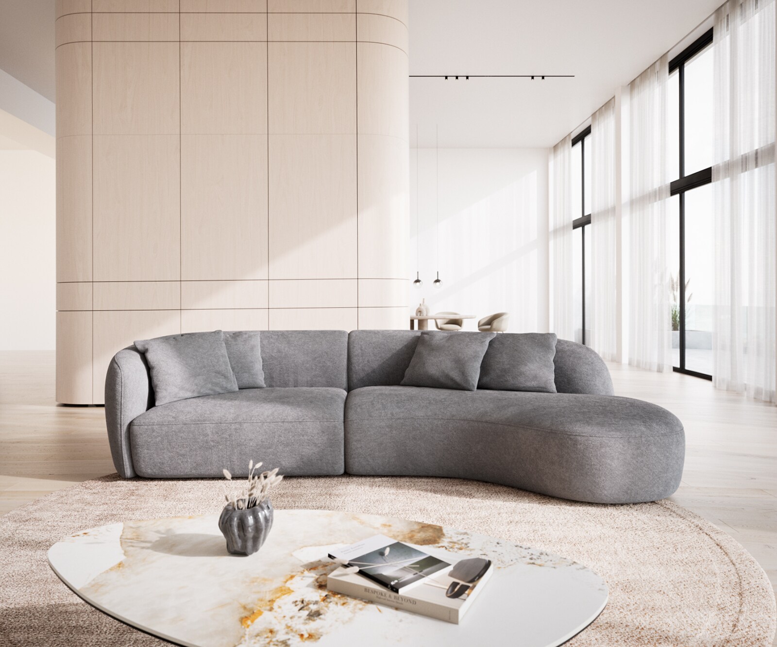 Mairi bank 330x160 cm microvezel grijs