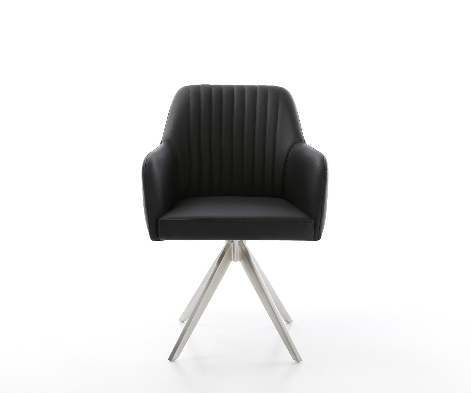 Eetkamerstoel Greg-Flex echt leer zwart kruisframe hoekig roestvrij staal pocketveer kern 1 Eetkamerstoel Greg-Flex echt leer zwart kruisframe hoekig roestvrij staal pocketveer kern 1