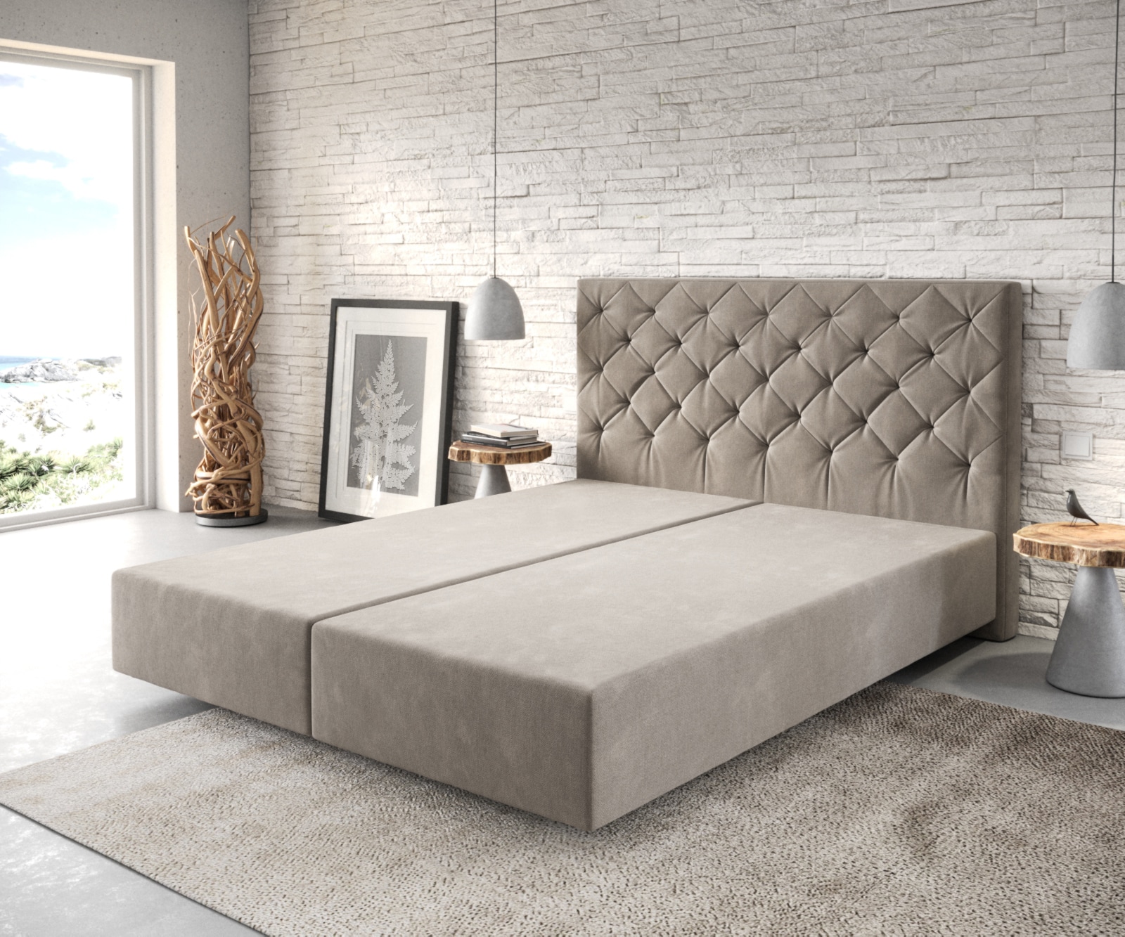 Boxspring-frame Dream-Great 160x200 microvezel beige Boxspring-frame Dream-Great 160x200 microvezel beige