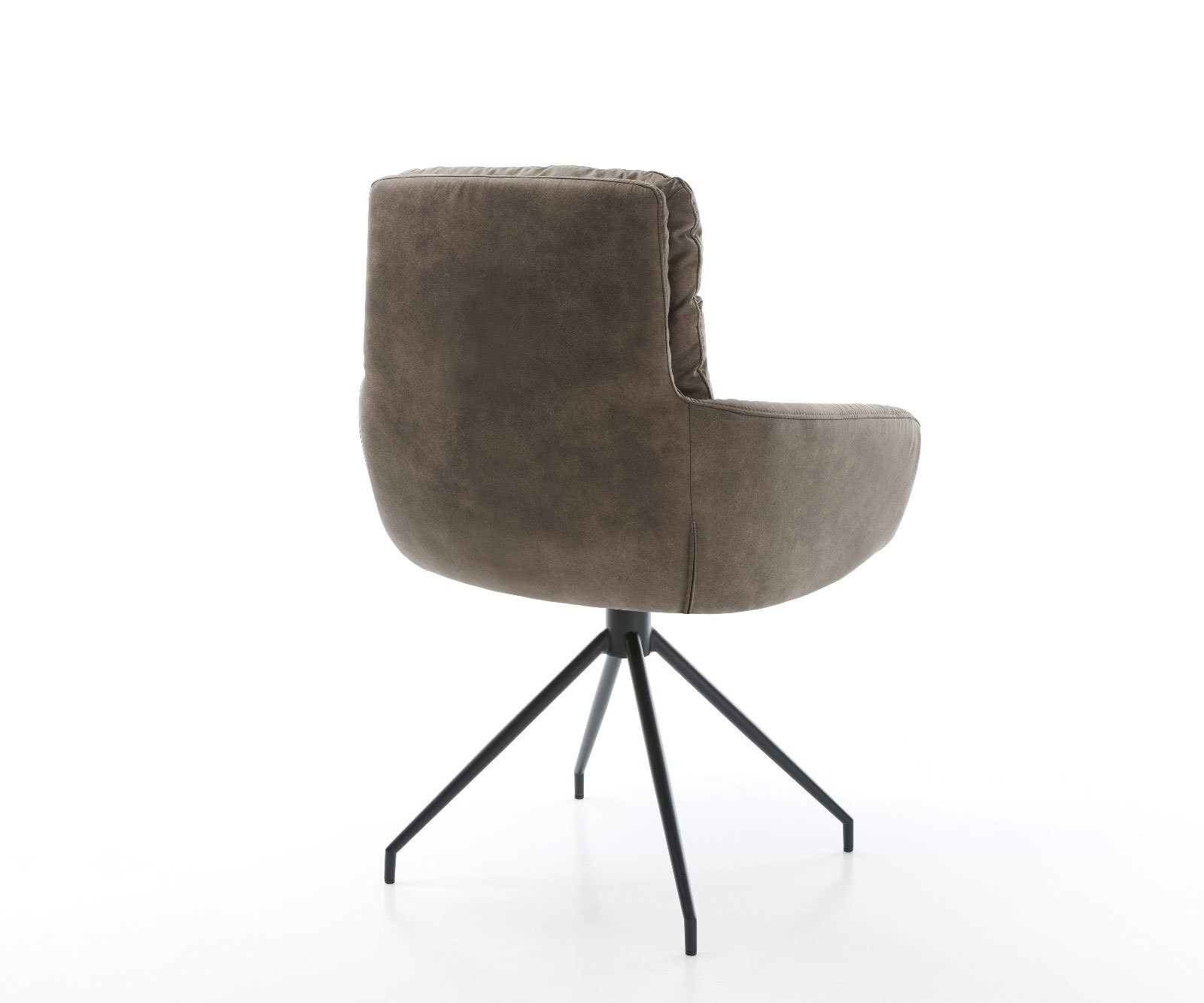 Eetkamerstoel Abelia-Flex met armleuning microvelours taupe vintage kruisframe conisch zwart 4 Eetkamerstoel Abelia-Flex met armleuning microvelours taupe vintage kruisframe conisch zwart 4