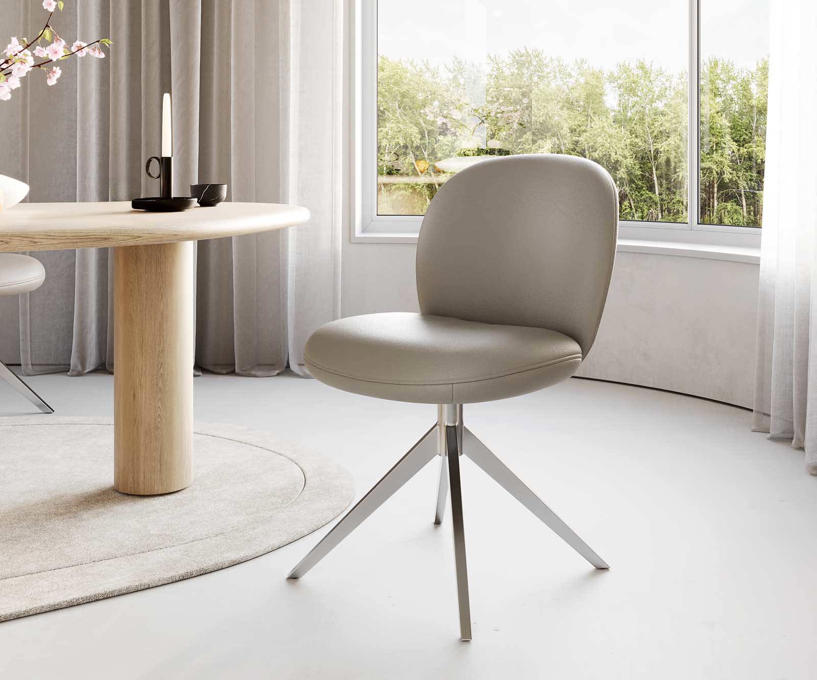 Draaistoel Nube-Flex echt leer mud kruisframe breed roestvrij staal 360° draaibaar pocketveer kern 1