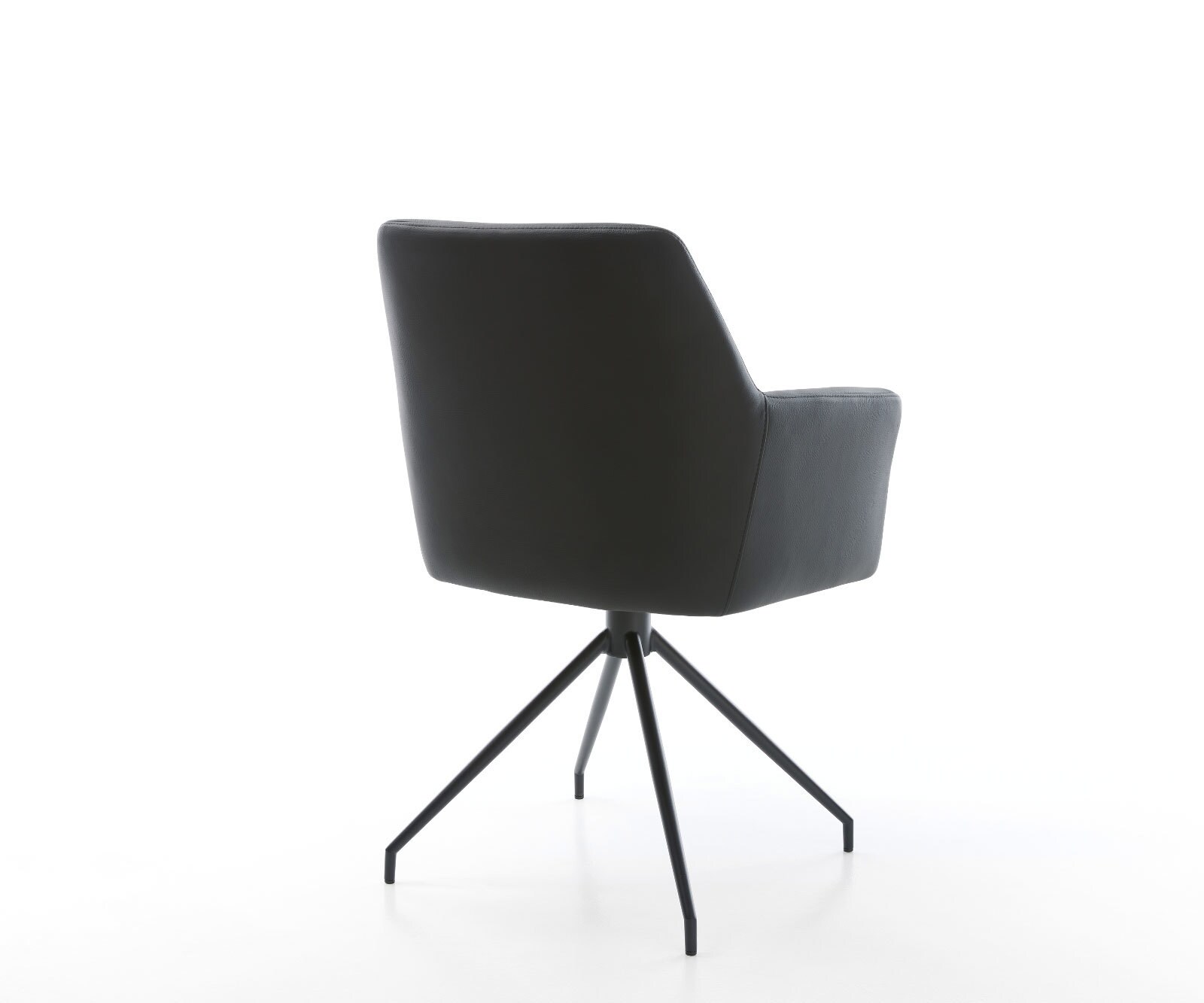 Draaistoel Xana-Flex met armleuning echt leer zwart kruisframe conisch zwart 180° draaibaar pocketveer kern 5