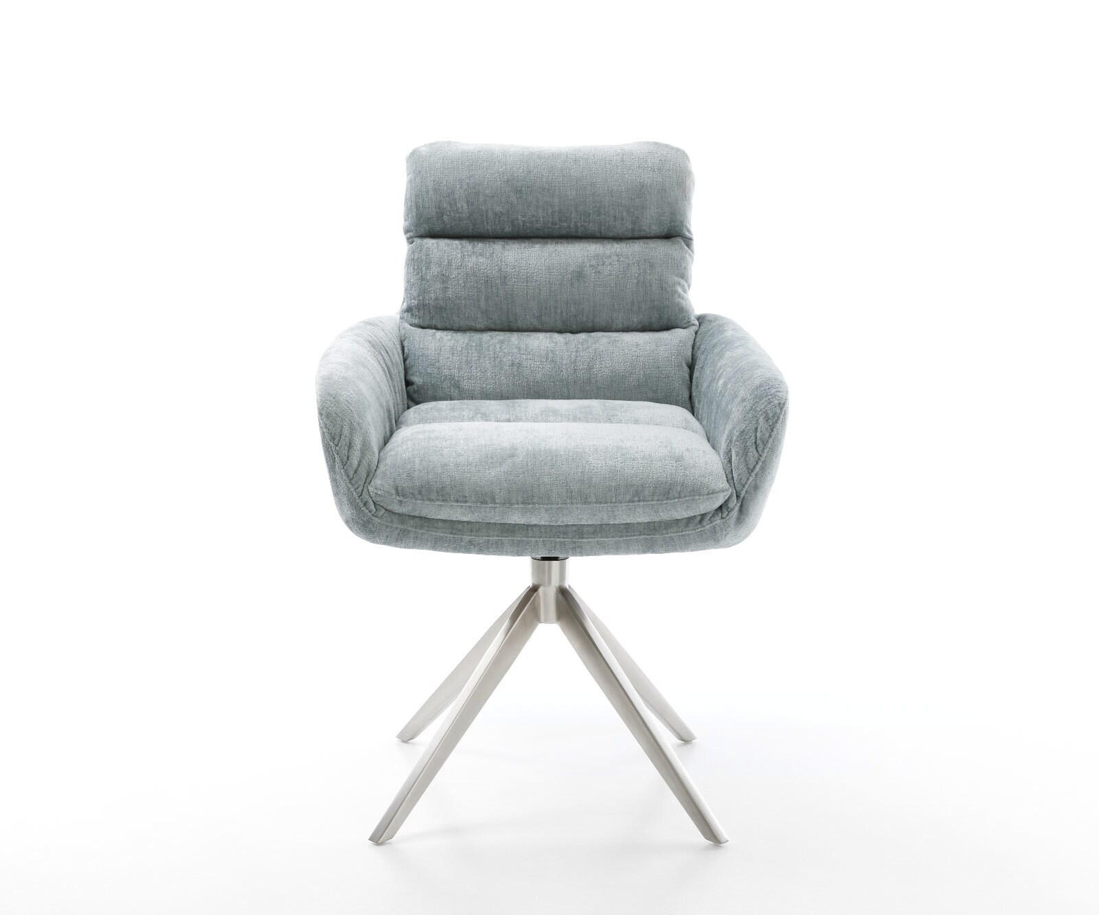 Draaistoel Abelia-Flex met armleuning chenille pastelblauw kruisframe breed roestvrij staal 360° draaibaar rocker-functie 1 Draaistoel Abelia-Flex met armleuning chenille pastelblauw kruisframe breed roestvrij staal 360° draaibaar rocker-functie 1