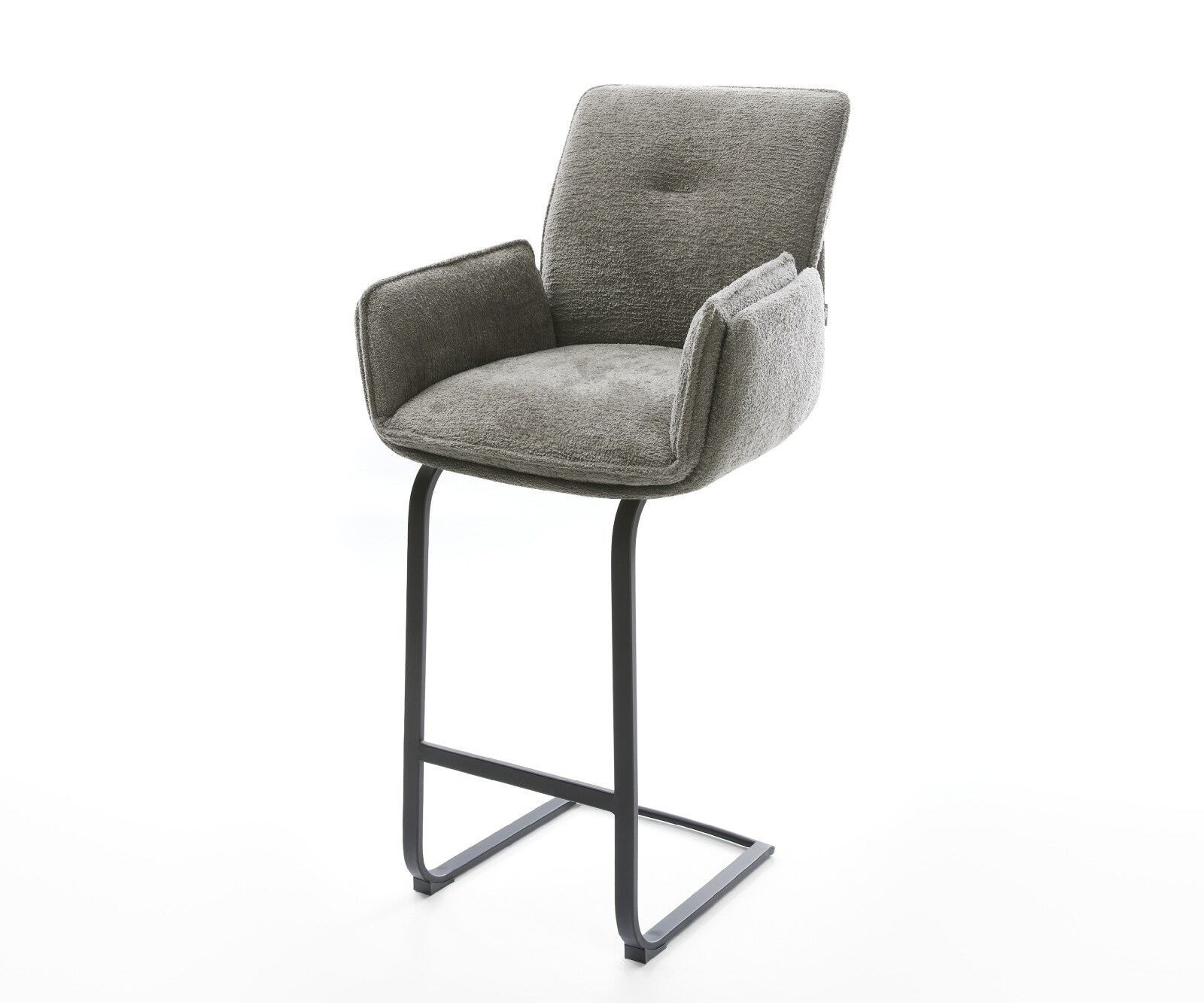 Barstoel Nela-Flex Bouclé zacht Mud Vrijkantelframe plat metaal Zwart 1