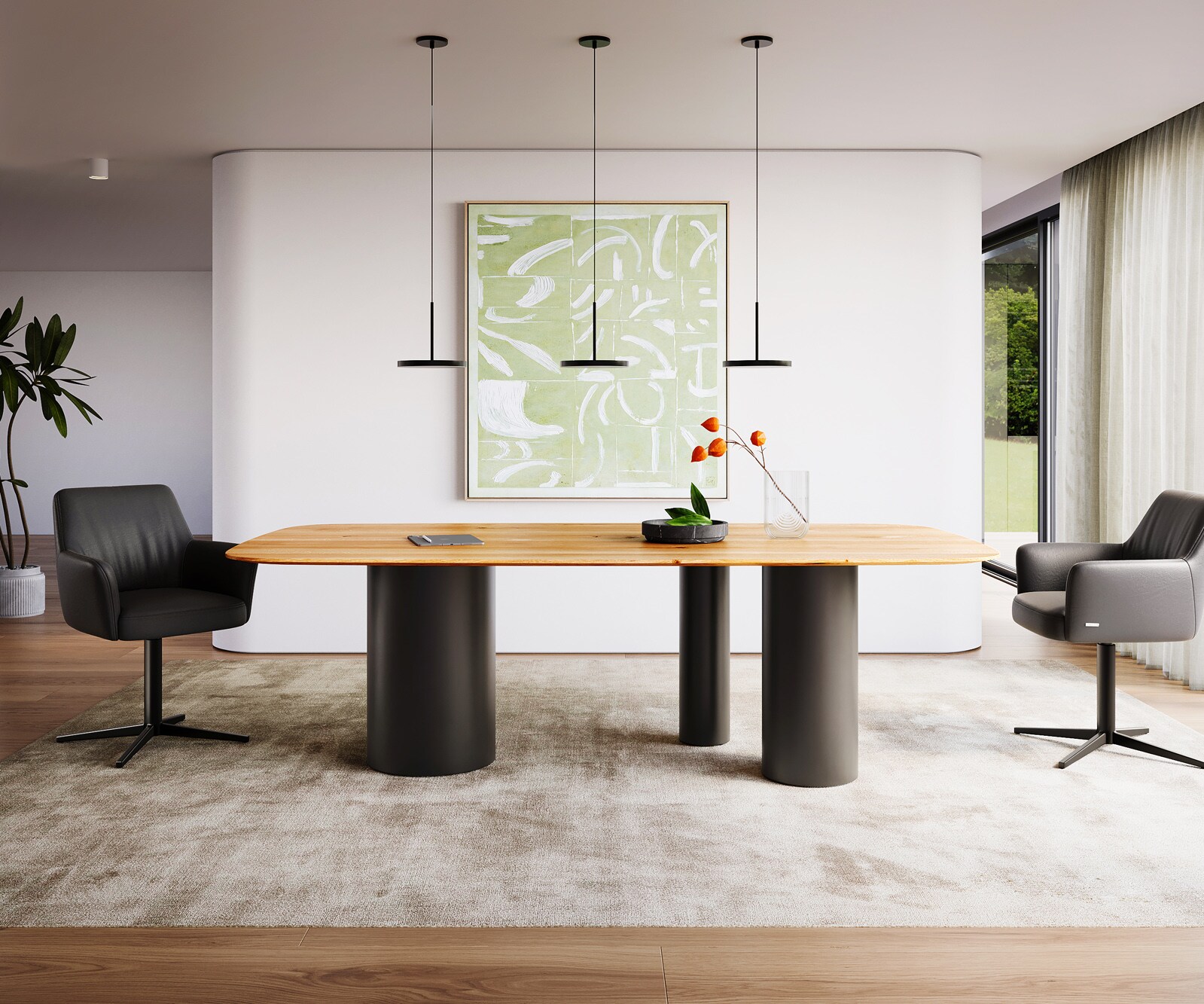 Eettafel Edge Boot 240x120x2,5-3 eiken natuur Troa metaal zwart Zwitserse rand 1