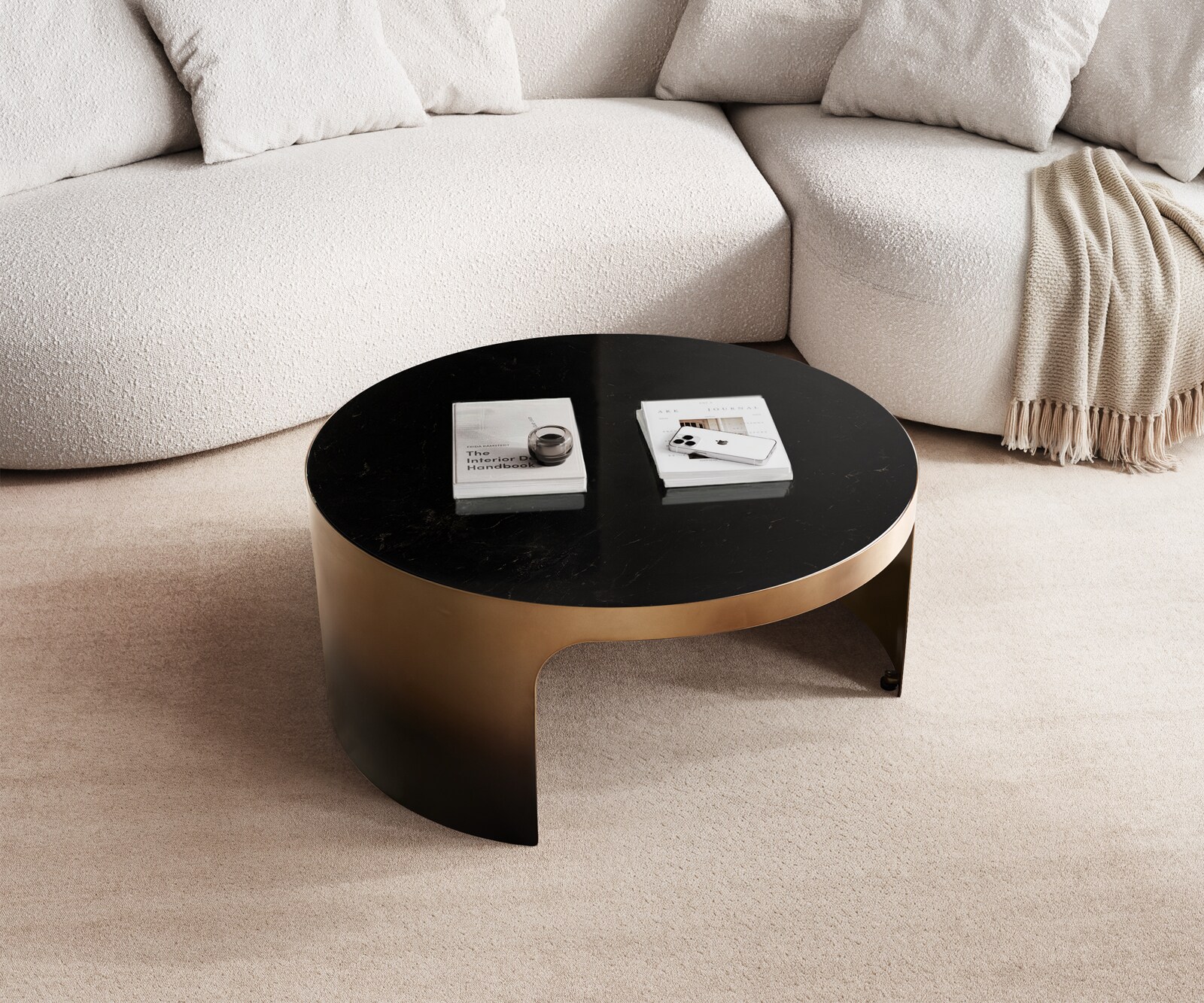 Salontafel Alerio 90x90 cm marmer zwart-zilver metaal goud fusion afwerking 3