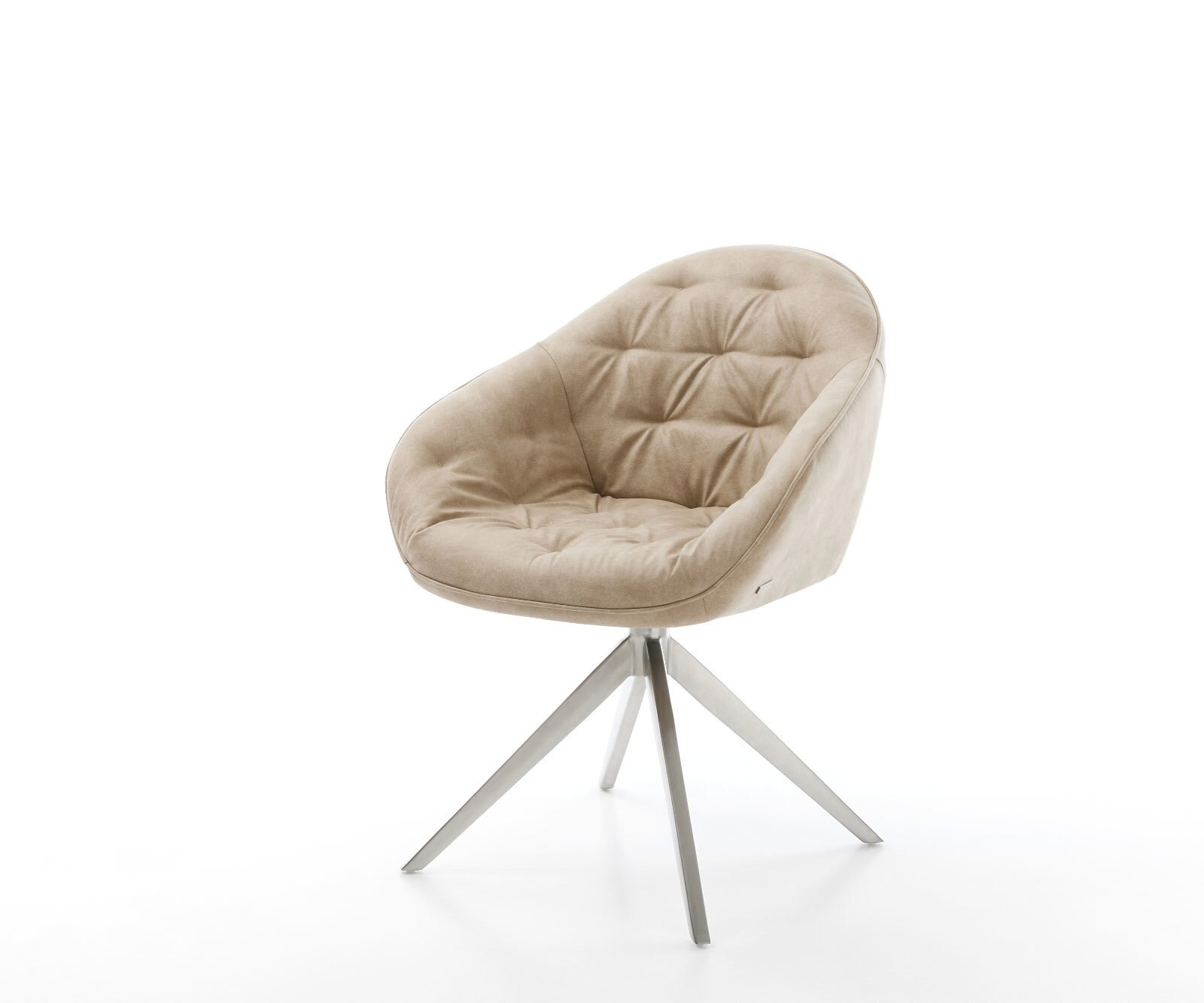 Draaistoel Gaio-Flex microvelours beige vintage kruisframe breed roestvrij staal 360° draaibaar rocker-functie