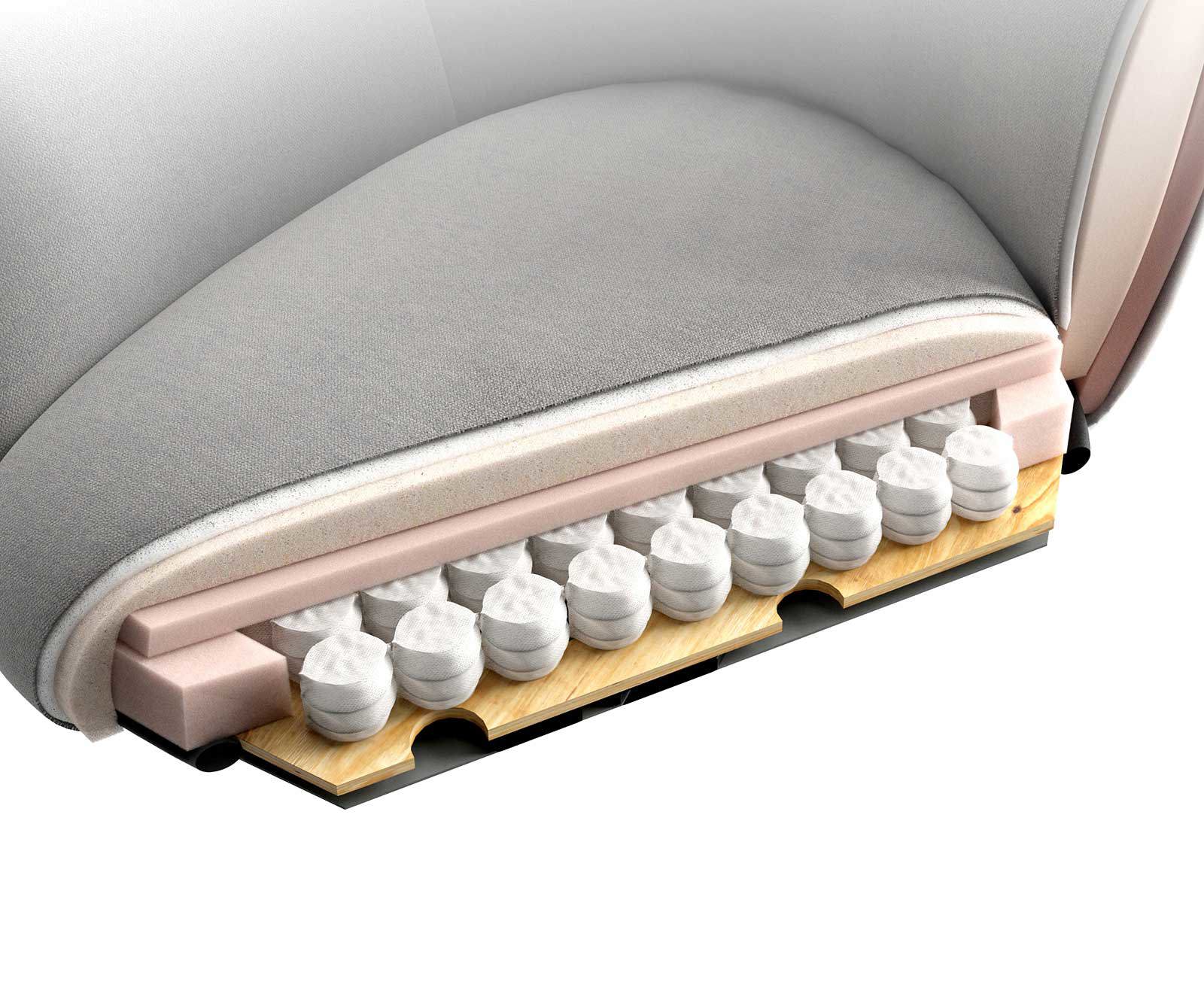 Draaistoel Lelio-Flex bouclé zacht beige kruispoot roestvrij staal 360° draaibaar rocker-functie pocketveer kern 8