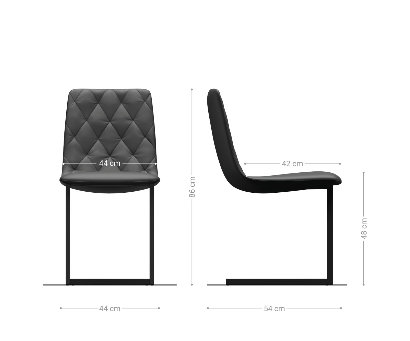 Set-van-4-Eetkamerstoel Trado-Adesso grijs fluweel sledemodel 5