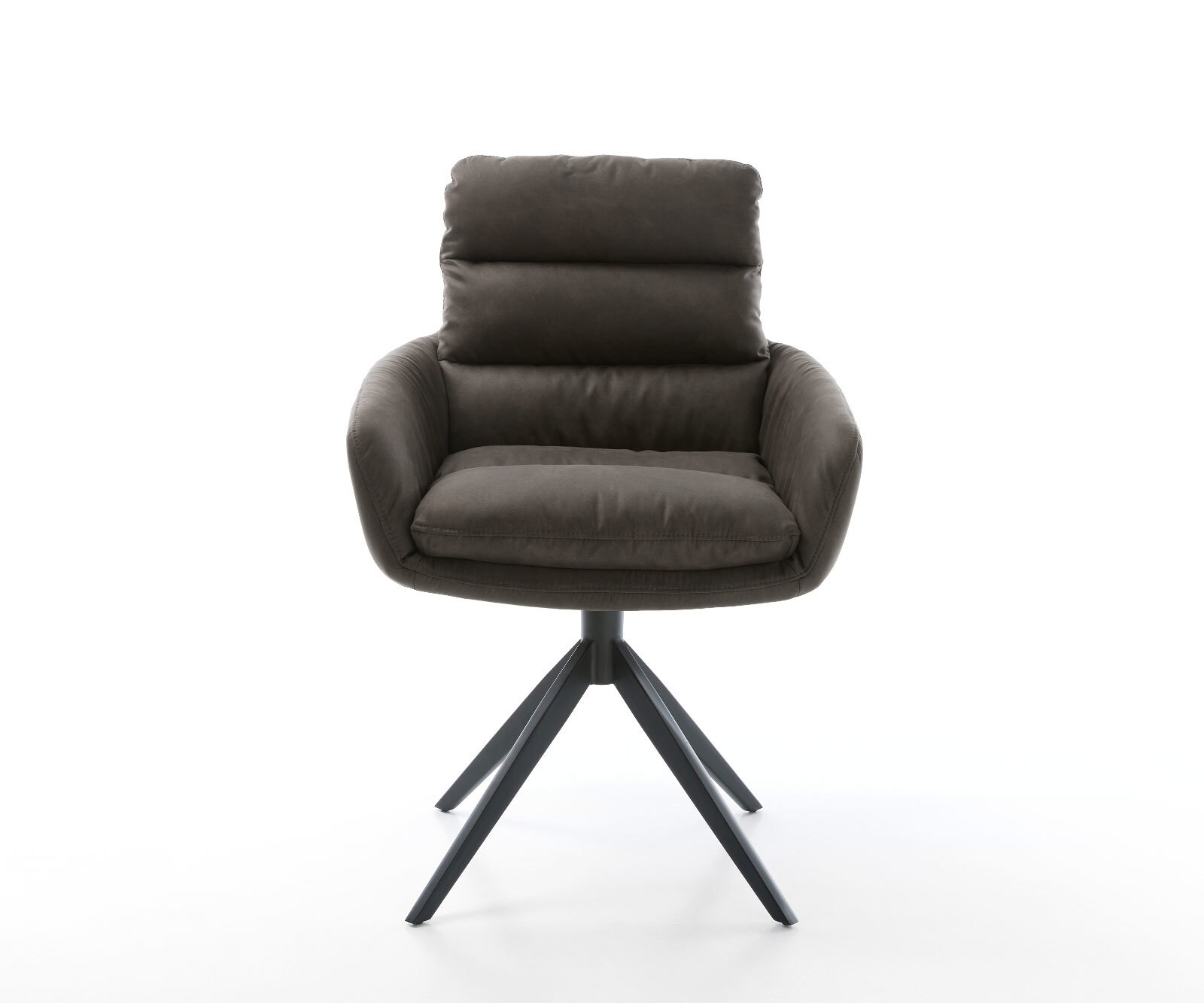 Eetkamerstoel Abelia-Flex met armleuning microvelours antraciet vintage kruisframe breed zwart 2