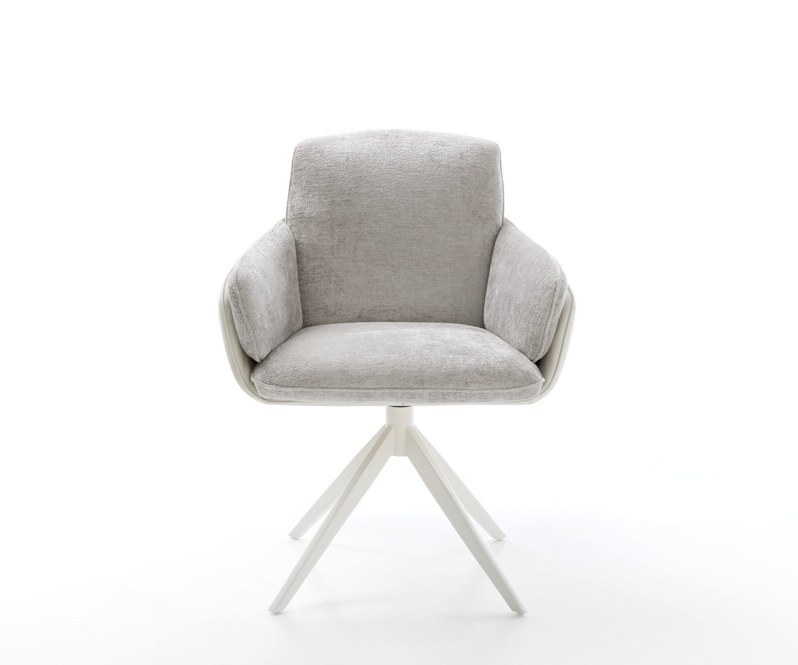 Draaistoel Luan-Flex met armleuning materiaalmix echt leer wit-zilver grijs kruisframe breed wit 360° draaibaar rocker-functie 1 Draaistoel Luan-Flex met armleuning materiaalmix echt leer wit-zilver grijs kruisframe breed wit 360° draaibaar rocker-functie 1
