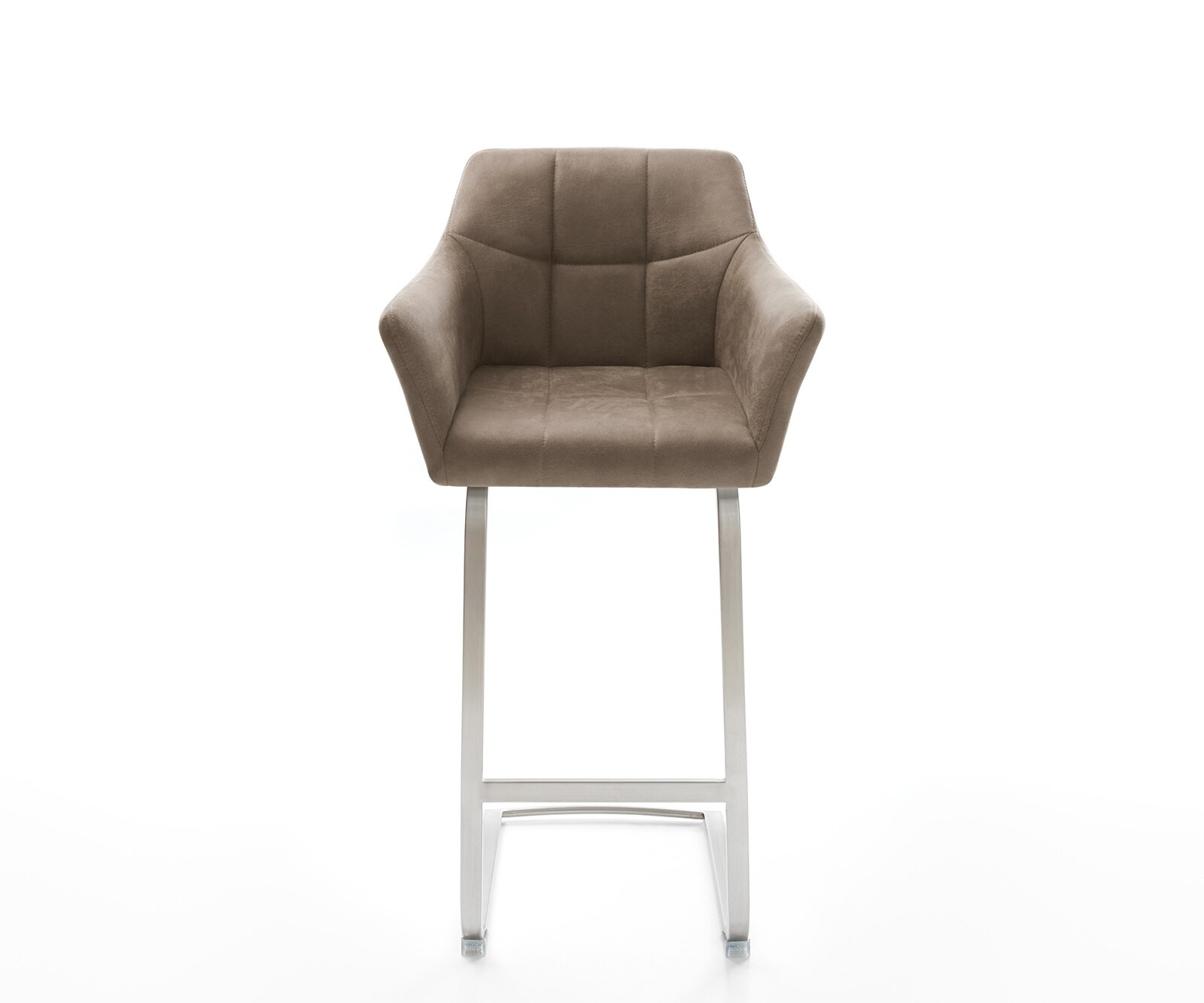 Barkruk Yulo-Flex Vintage taupe sledestoel plat roestvrijstaal 1