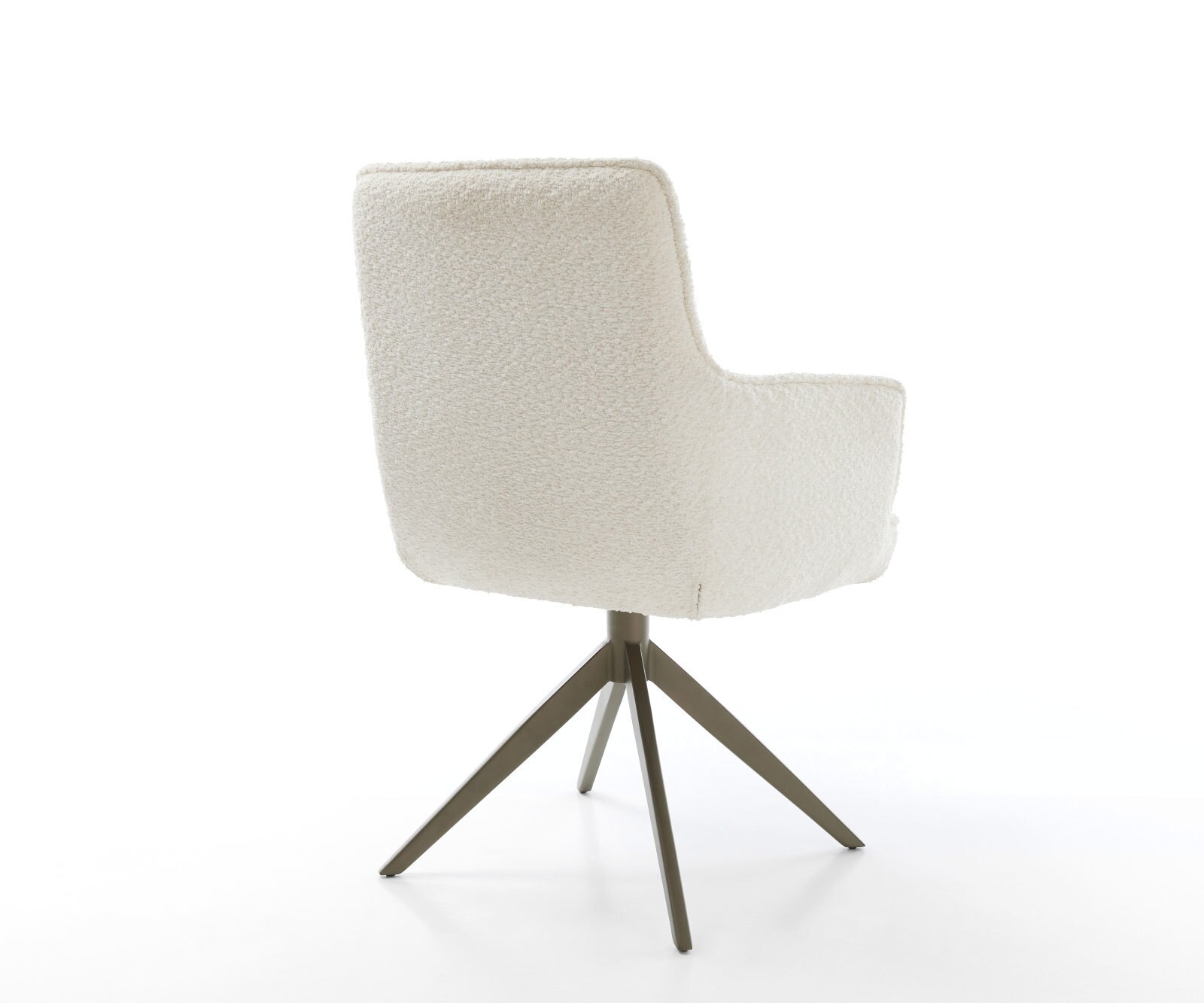 Draaistoel Heira-Flex met armleuning bouclé wit kruisframe breed afwerking met titanium 360° draaibaar rocker-functie pocketveer kern 4