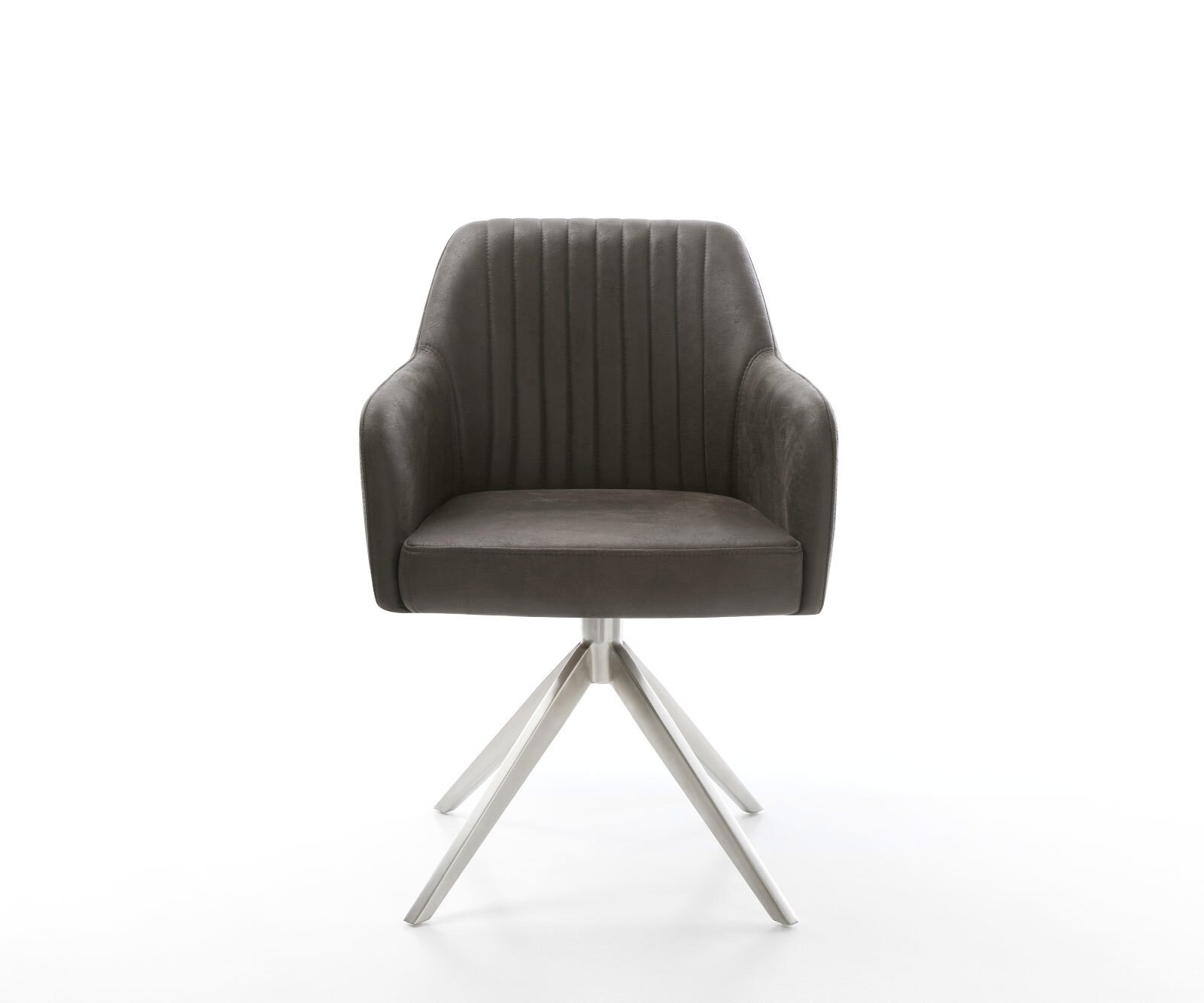Eetkamerstoel Greg-Flex microvelours antraciet vintage kruisframe breed roestvrij staal pocketveer kern 2