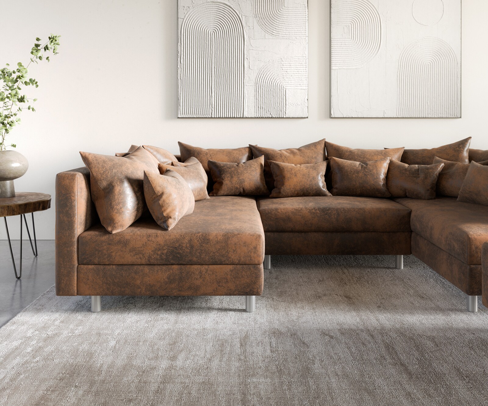 Woonlandschap Clovis bruin antiek optiek modulair Hocker  5 Woonlandschap Clovis bruin antiek optiek modulair Hocker  5