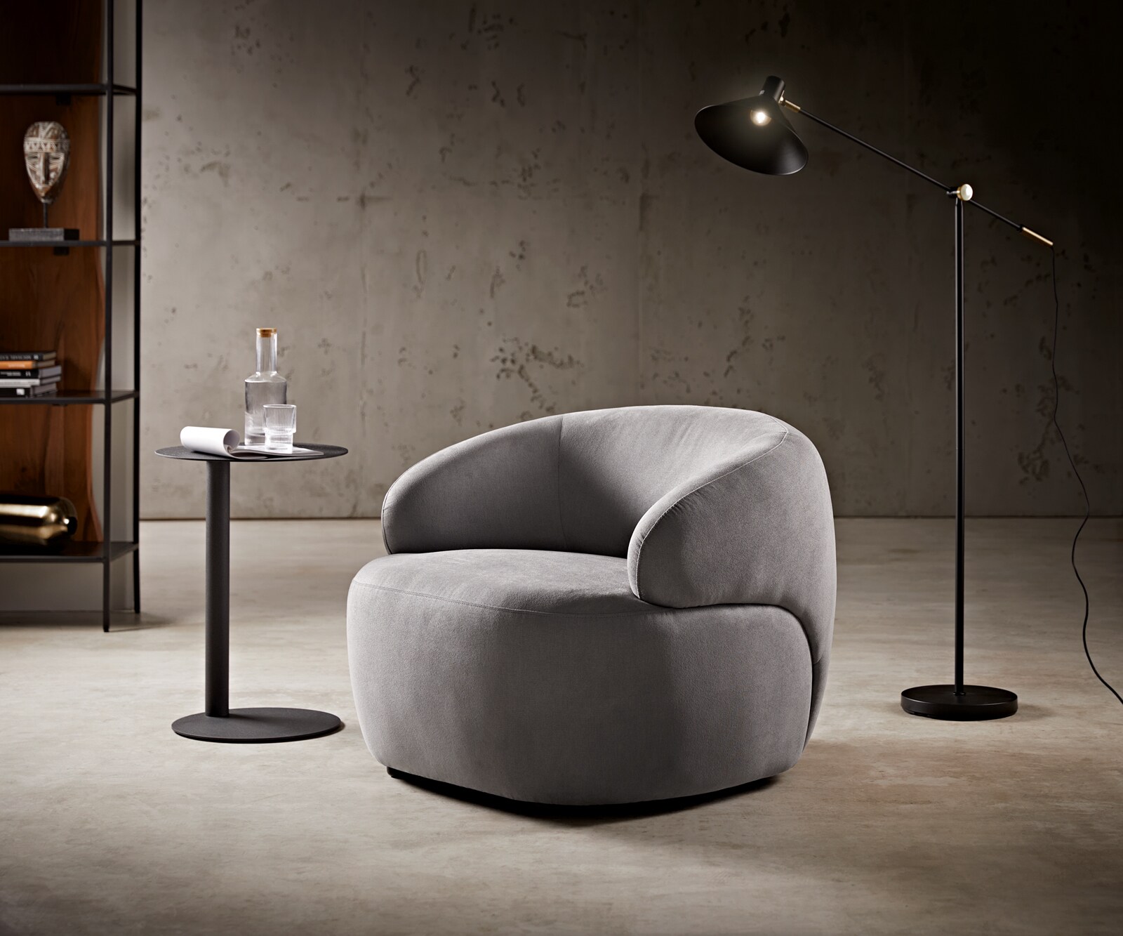 Loungestoel Nova 88x88 cm microvezel grijs