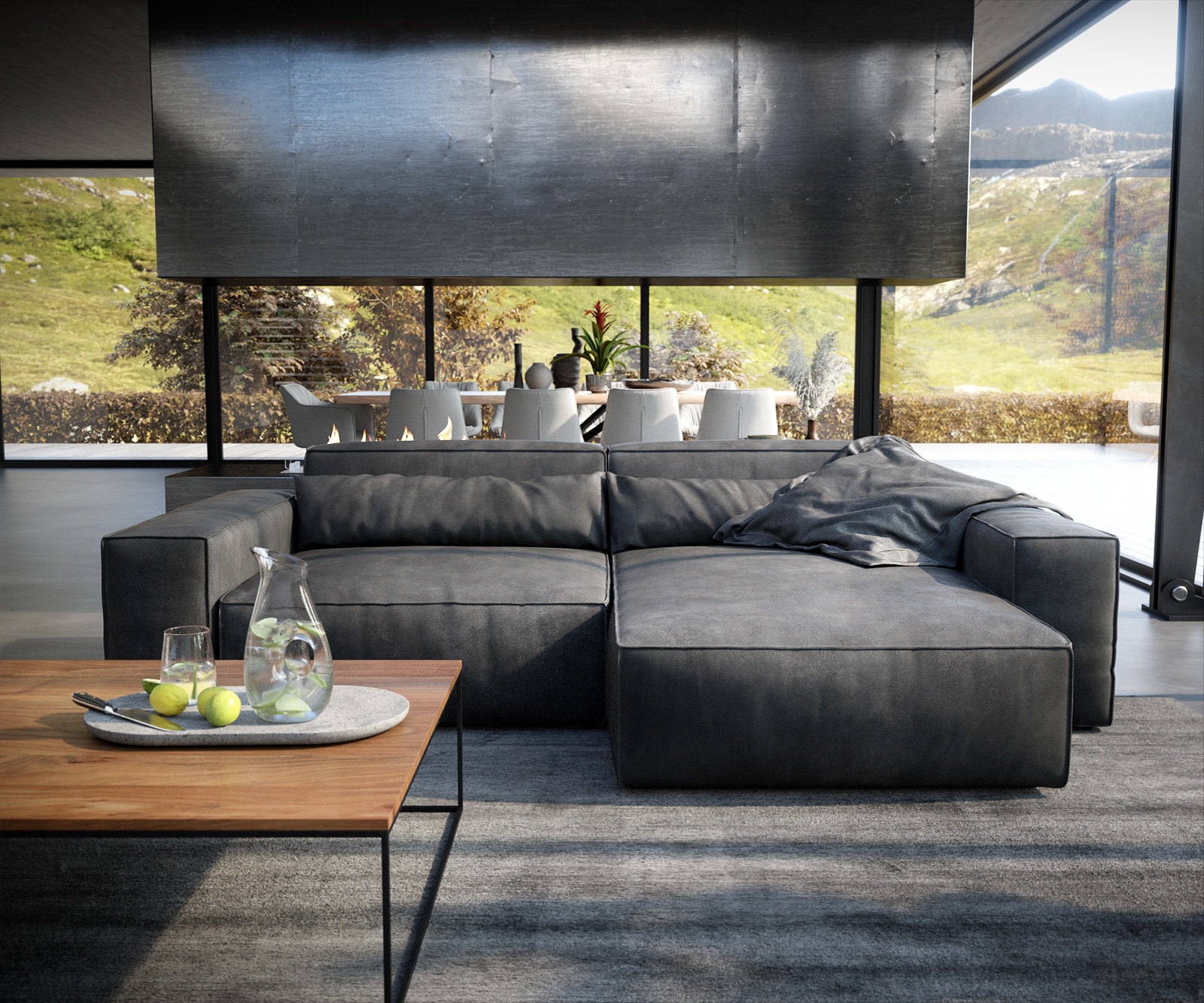 Hoekbank Sirpio XL 270x170 cm kunstleer vintage antraciet variabele rugleuning 1 Hoekbank Sirpio XL 270x170 cm kunstleer vintage antraciet variabele rugleuning 1