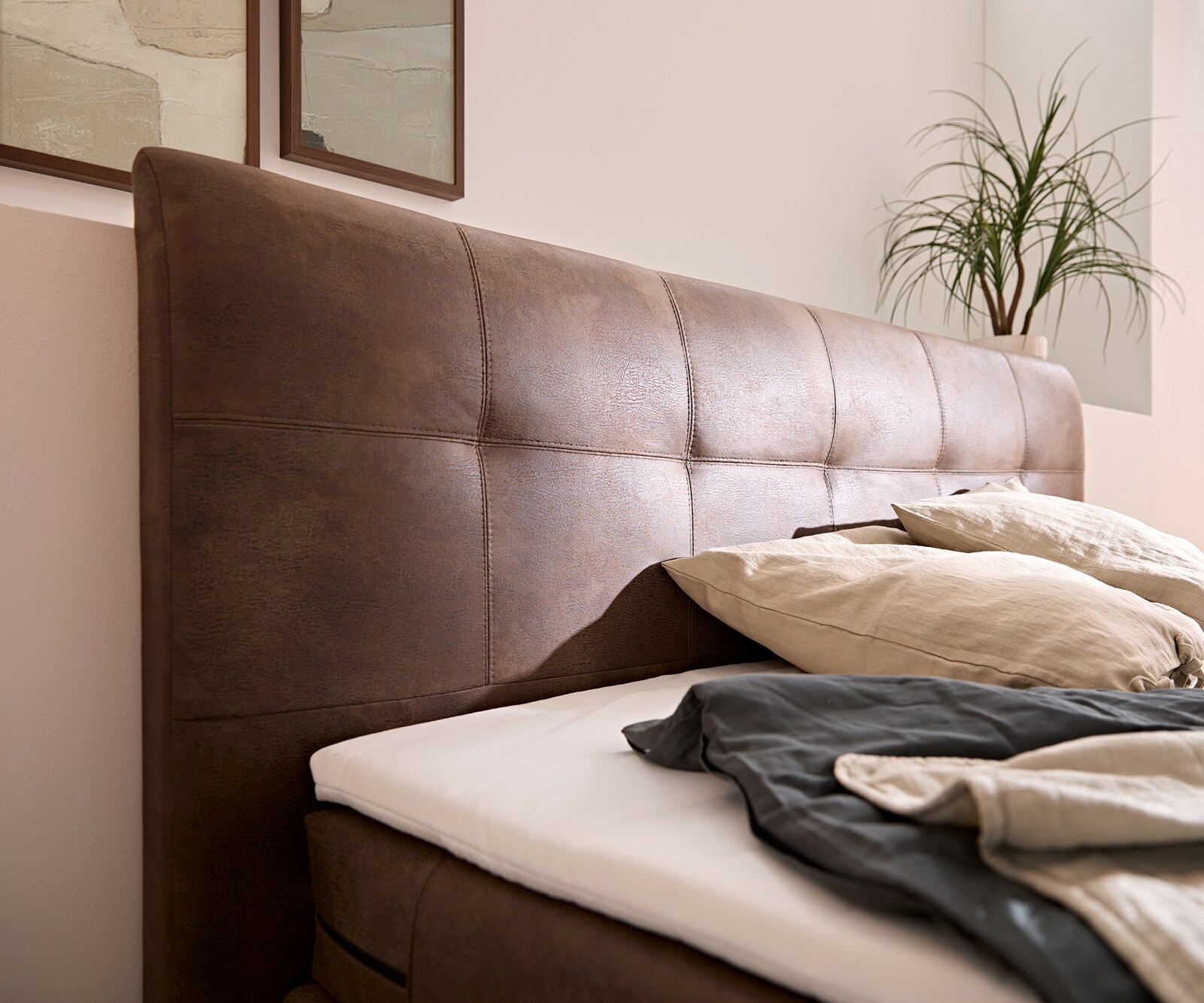Boxspring-bed Amarillo 180x200 cm bruin met topper 6