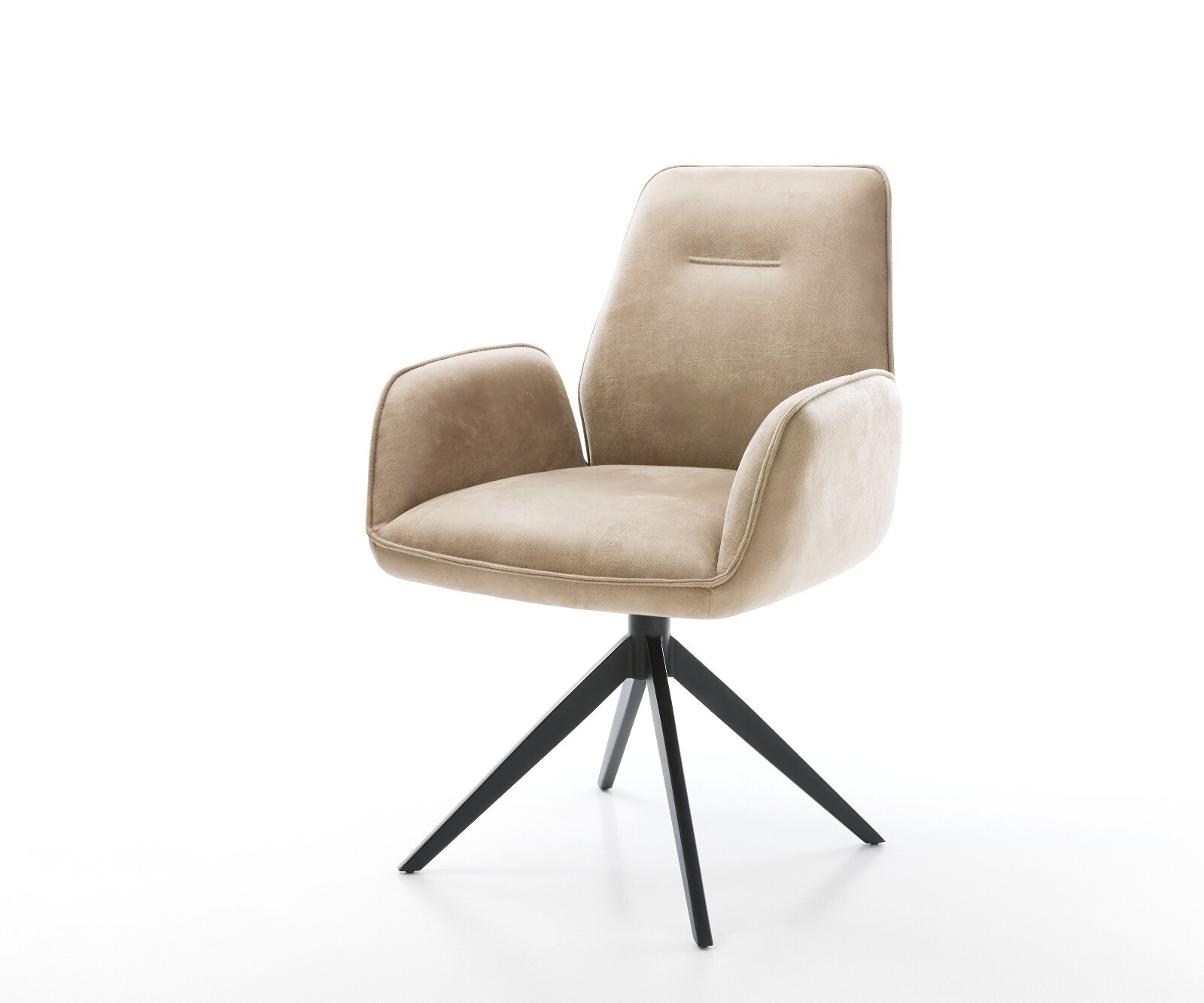 Draaistoel Zoa-Flex microvelours beige vintage kruisframe breed zwart 360° draaibaar rocker-functie pocketveer kern