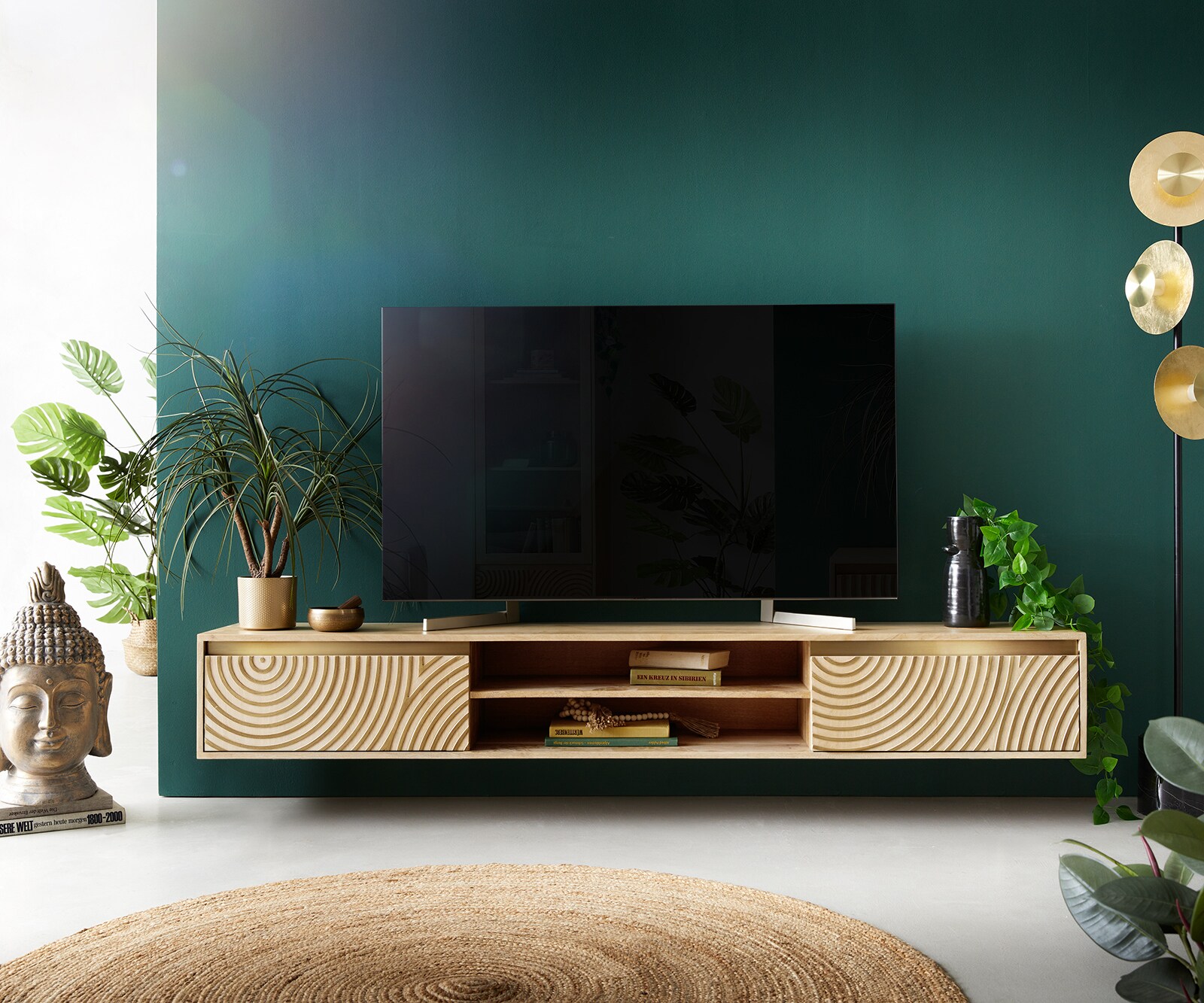 TV-meubel Budaya 200 cm mango natuur 2 deuren zwevend 1