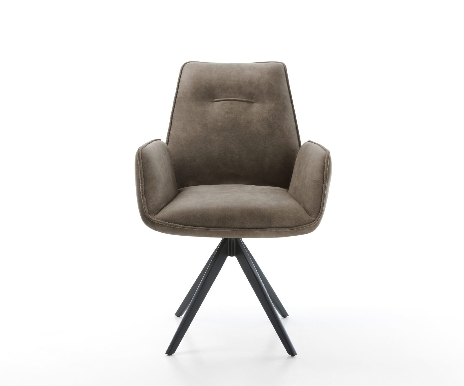 Eetkamerstoel Zoa-Flex microvelours taupe vintage kruisframe hoekig zwart pocketveer kern 1