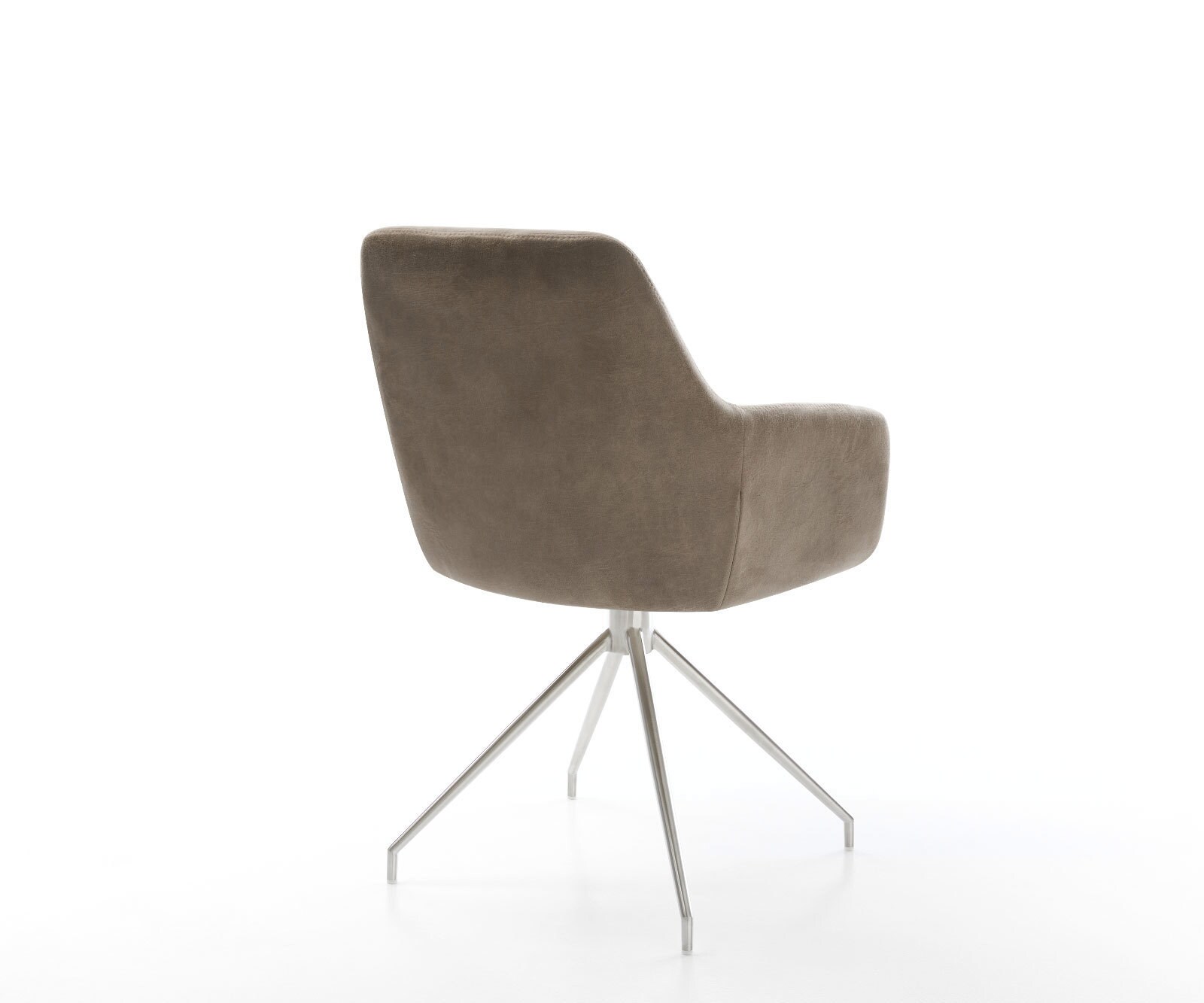 Eetkamerstoel Pejo-Flex microvelours taupe vintage kruisframe conisch roestvrij staal pocketveer kern 4