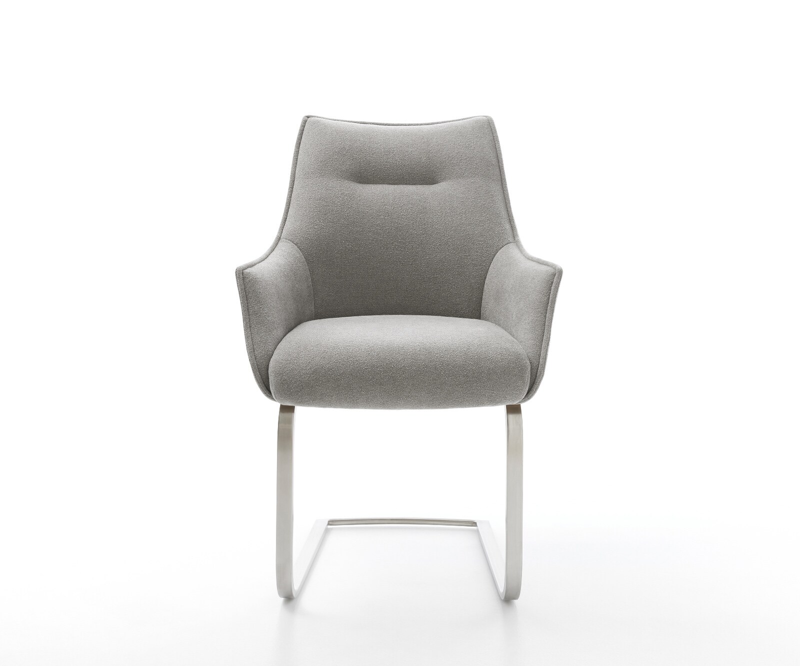 Sledemodel Alja-Flex met armleuning zachte stof met structuur grijs sledemodel vlak roestvrij staal pocketveer kern 2