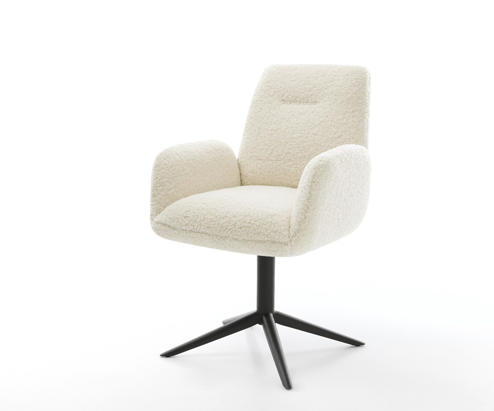 Draaistoel Zoa-Flex teddy beige kruispoot zwart 360° draaibaar rocker-functie pocketveer kern