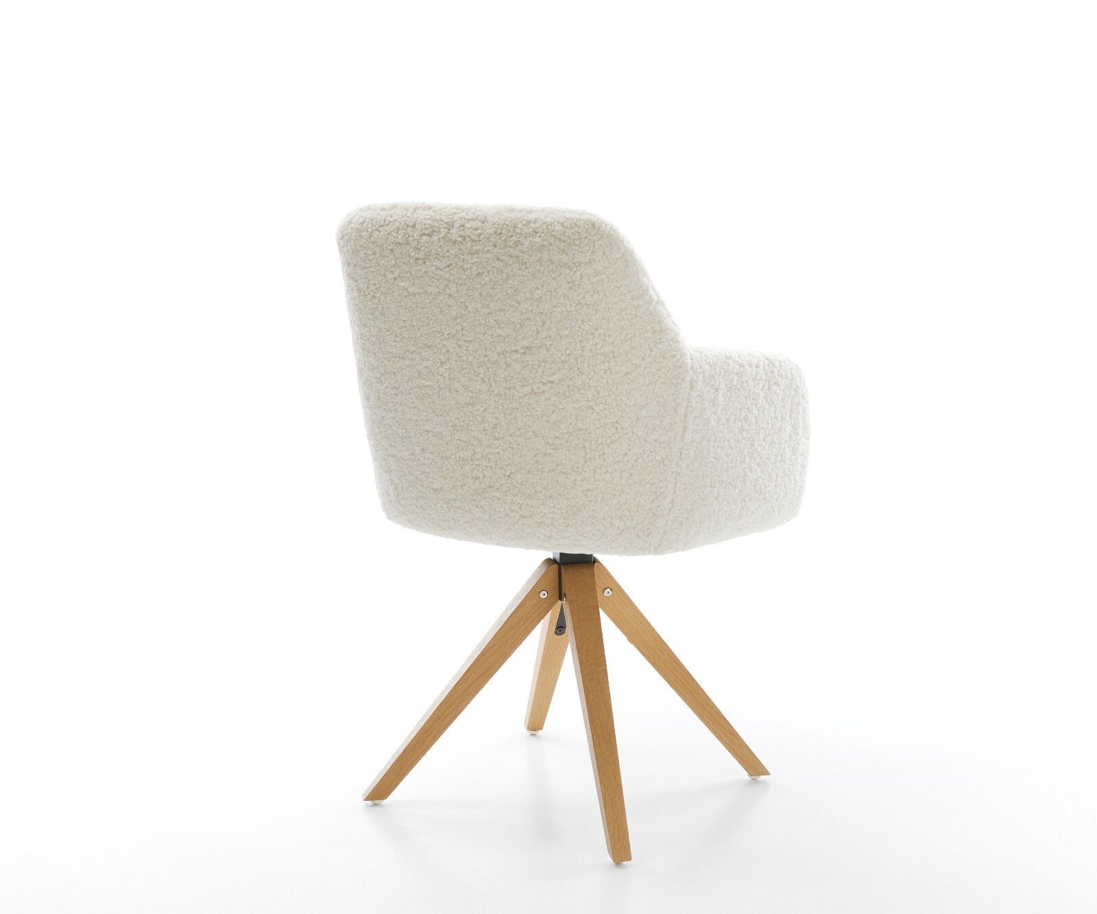 Draaistoel Greg-Flex teddy beige houten frame hoekig natuur 360° draaibaar pocketveer kern 5