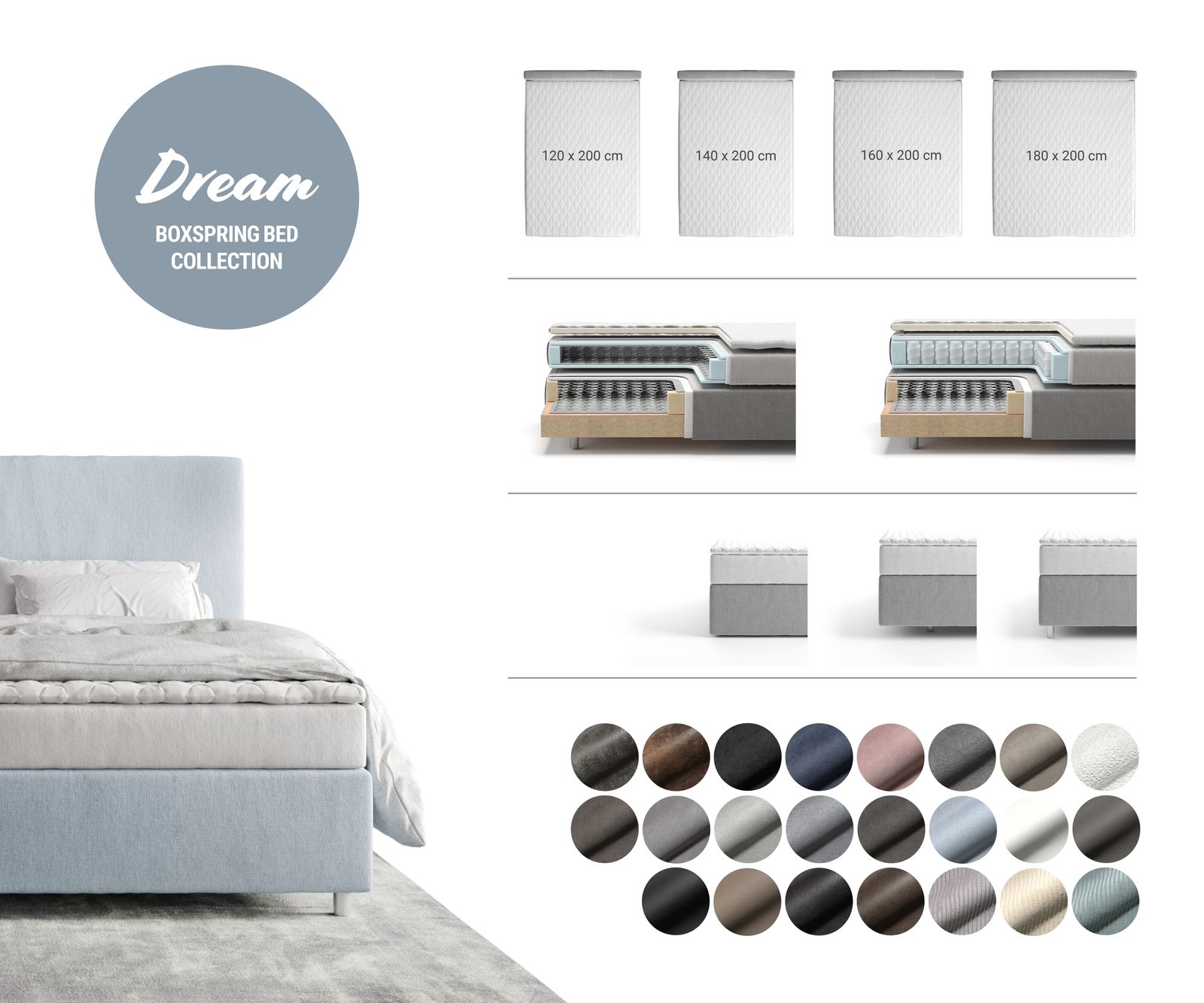 Boxspringbed Dream-Well 180x200 cm Bouclé Crème-Wit met Matras en Topper 6