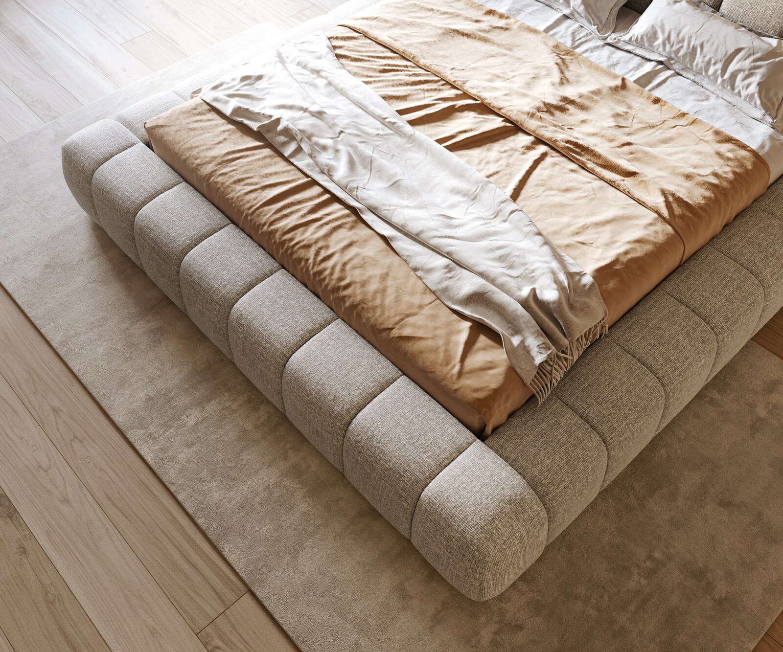 Gestoffeerd bedframe Cutio 180x200 cm geweven stof zacht beige 5
