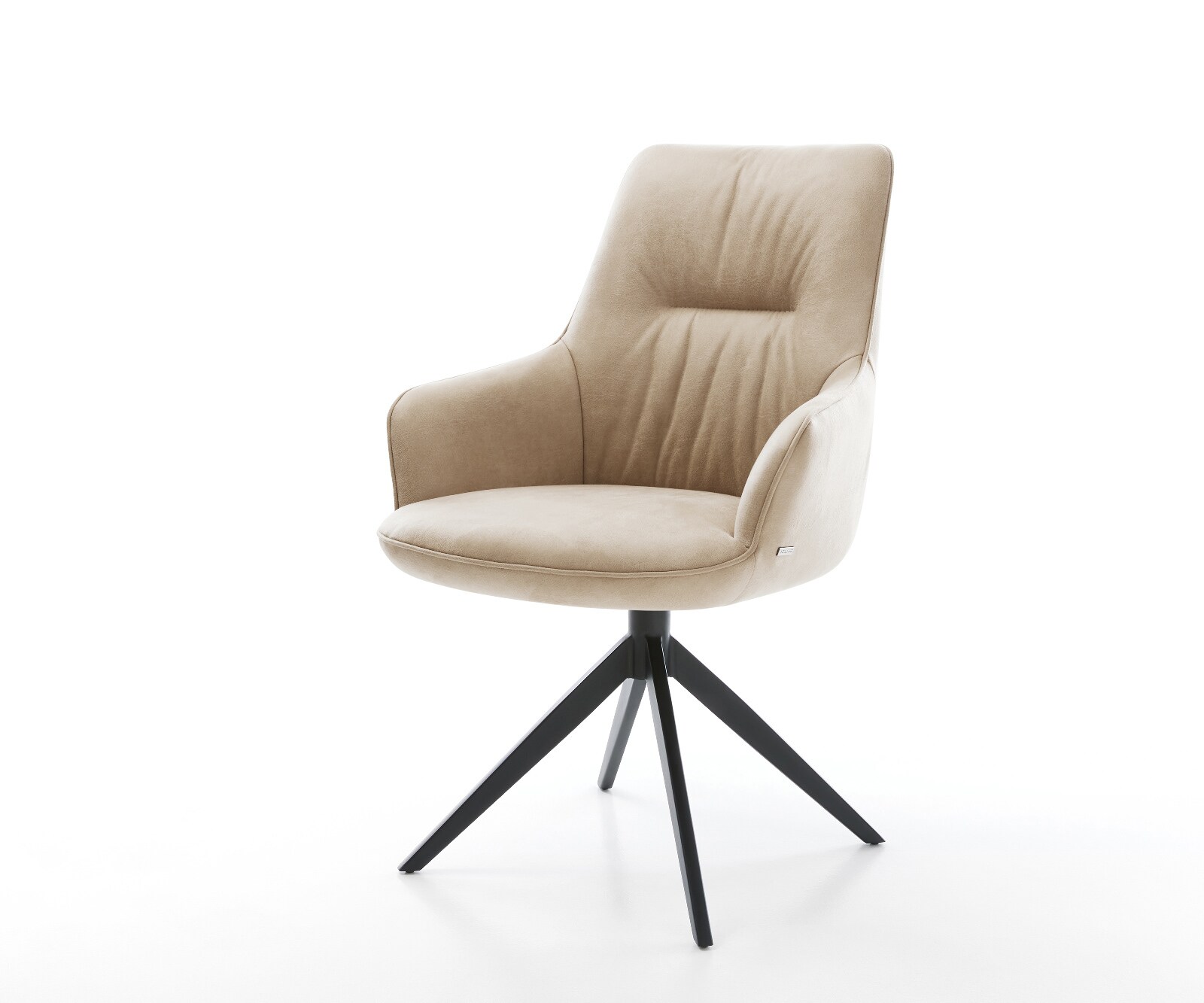 Draaistoel Zelia-Flex met armleuning microvelours beige vintage kruisframe breed zwart 360° draaibaar rocker-functie pocketveer kern 1