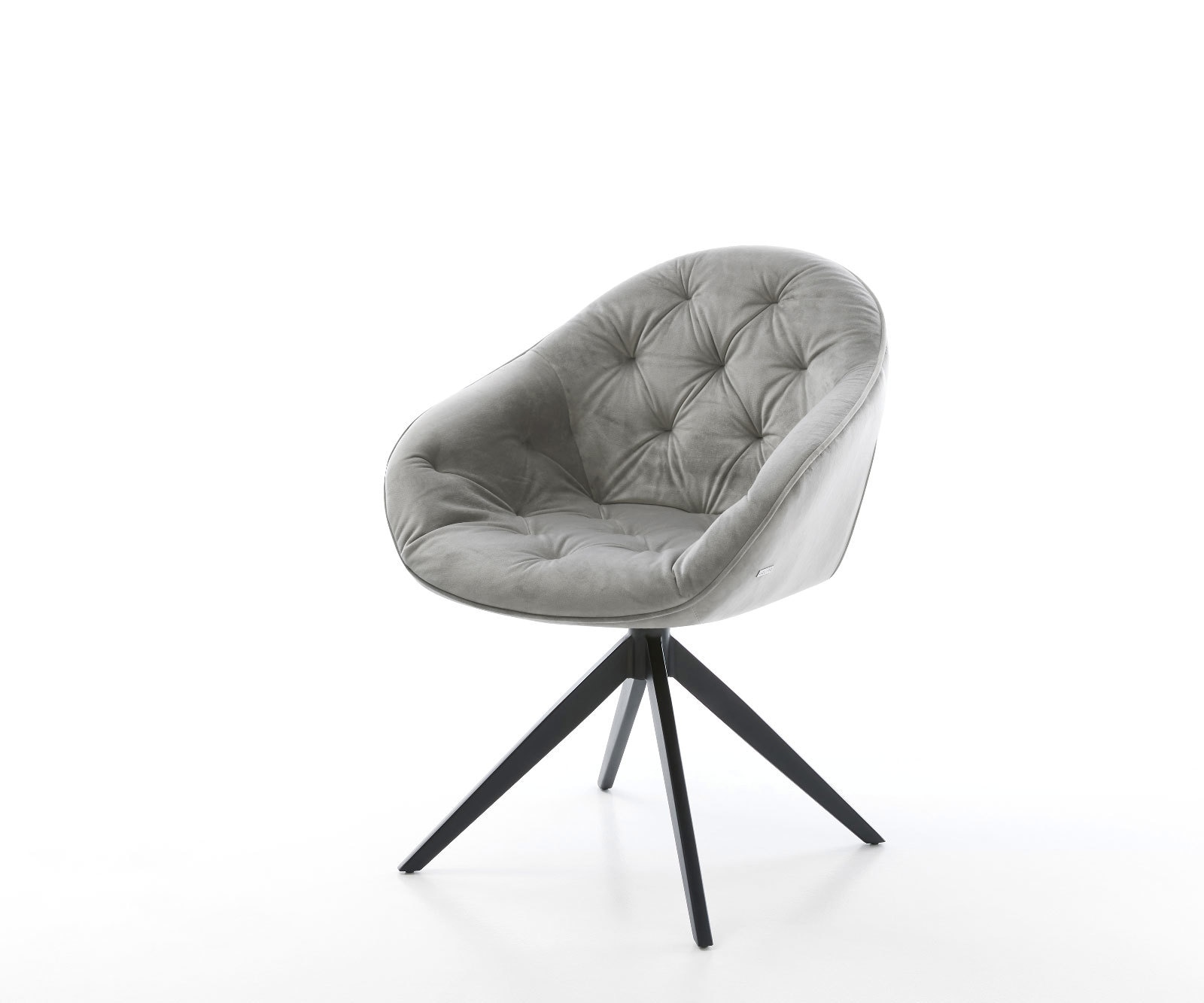 Draaistoel Gaio-Flex fluweel grijs kruisframe breed zwart 360° draaibaar rocker-functie Draaistoel Gaio-Flex fluweel grijs kruisframe breed zwart 360° draaibaar rocker-functie
