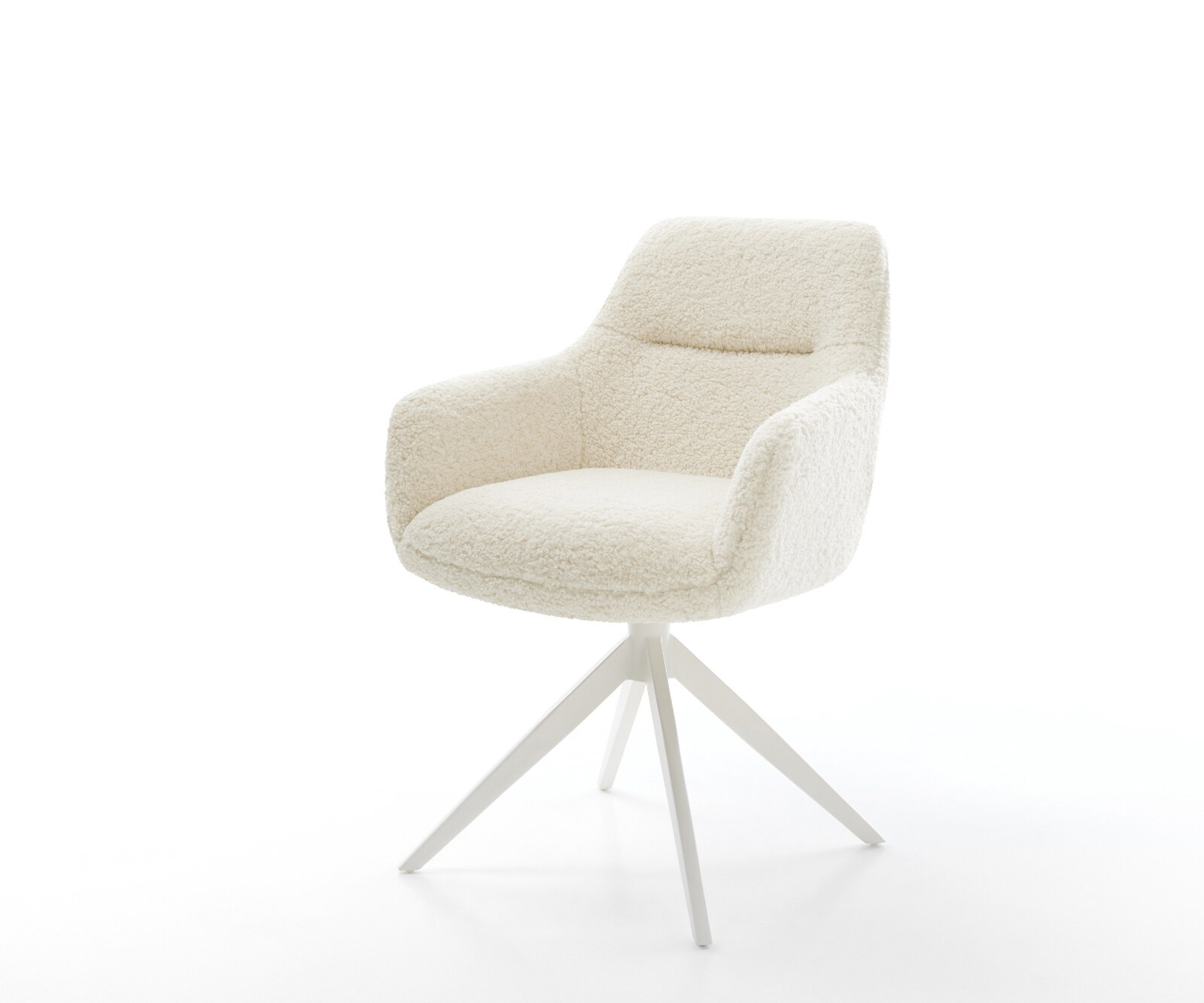 Draaistoel Pejo-Flex teddy beige kruisframe breed wit 360° draaibaar rocker-functie pocketveer kern 1