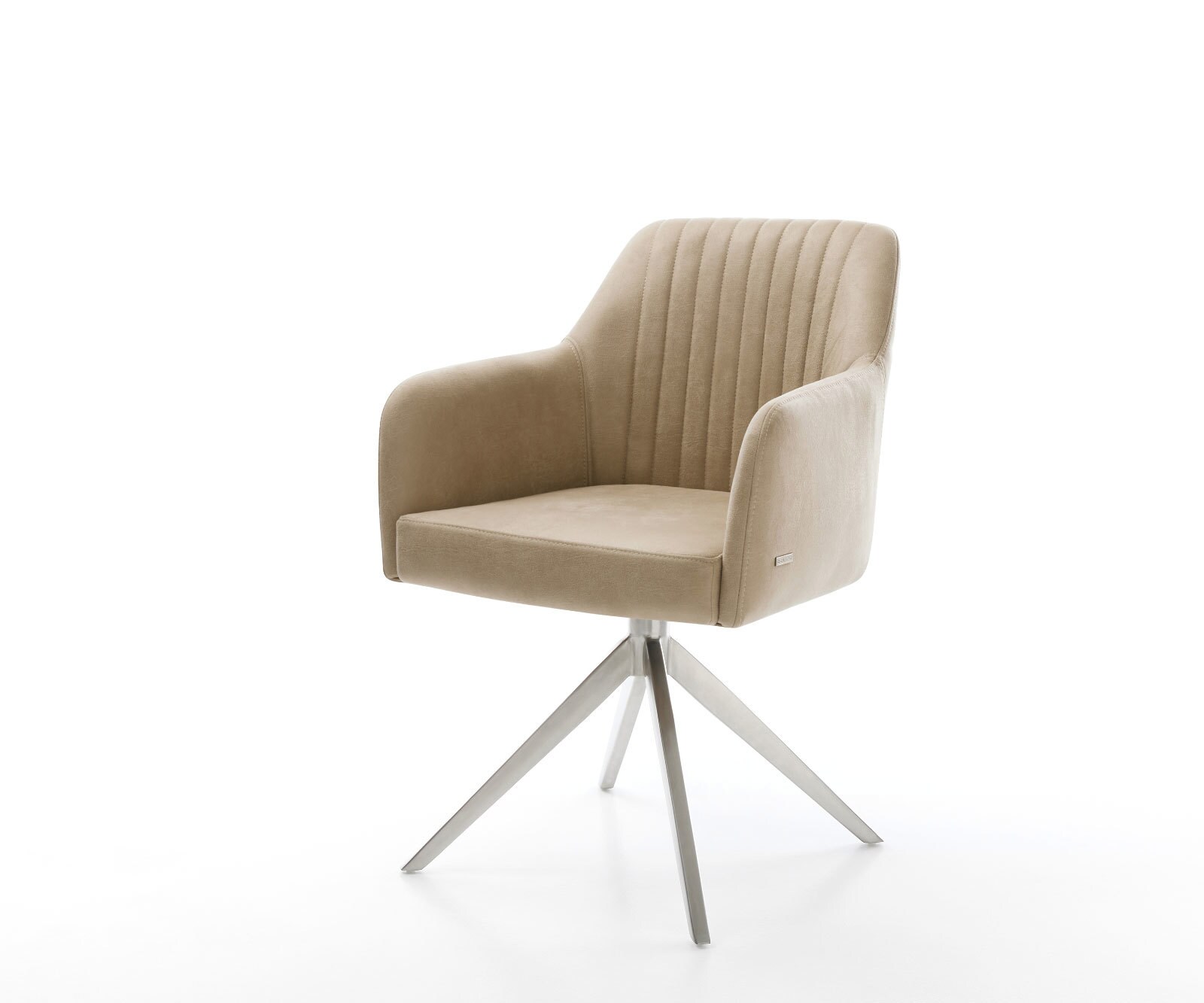 Draaistoel Greg-Flex microvelours beige vintage kruisframe breed roestvrij staal 360° draaibaar rocker-functie pocketveer kern