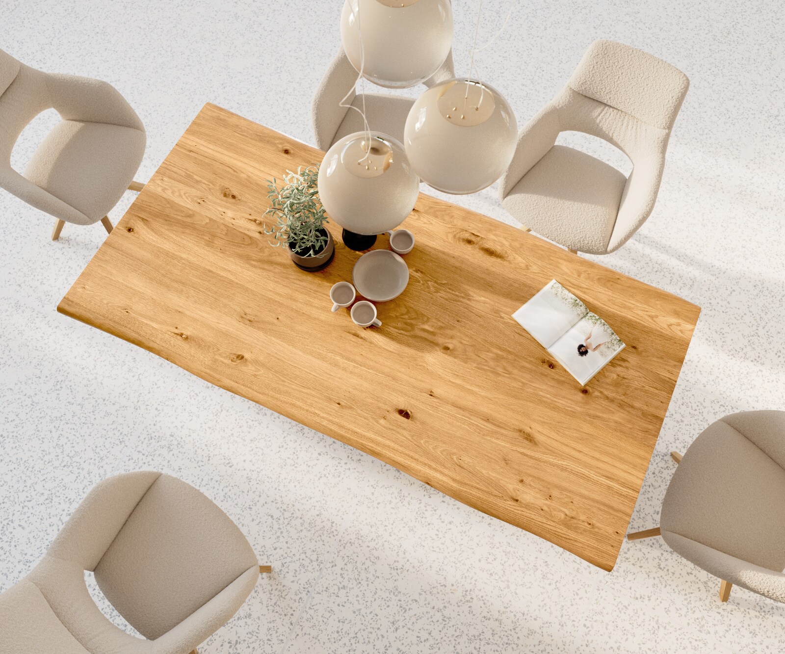 Eetkamertafel Edge 200x100x2,5-3 eiken natuurW-frame metaal zwart Live-Edge 4