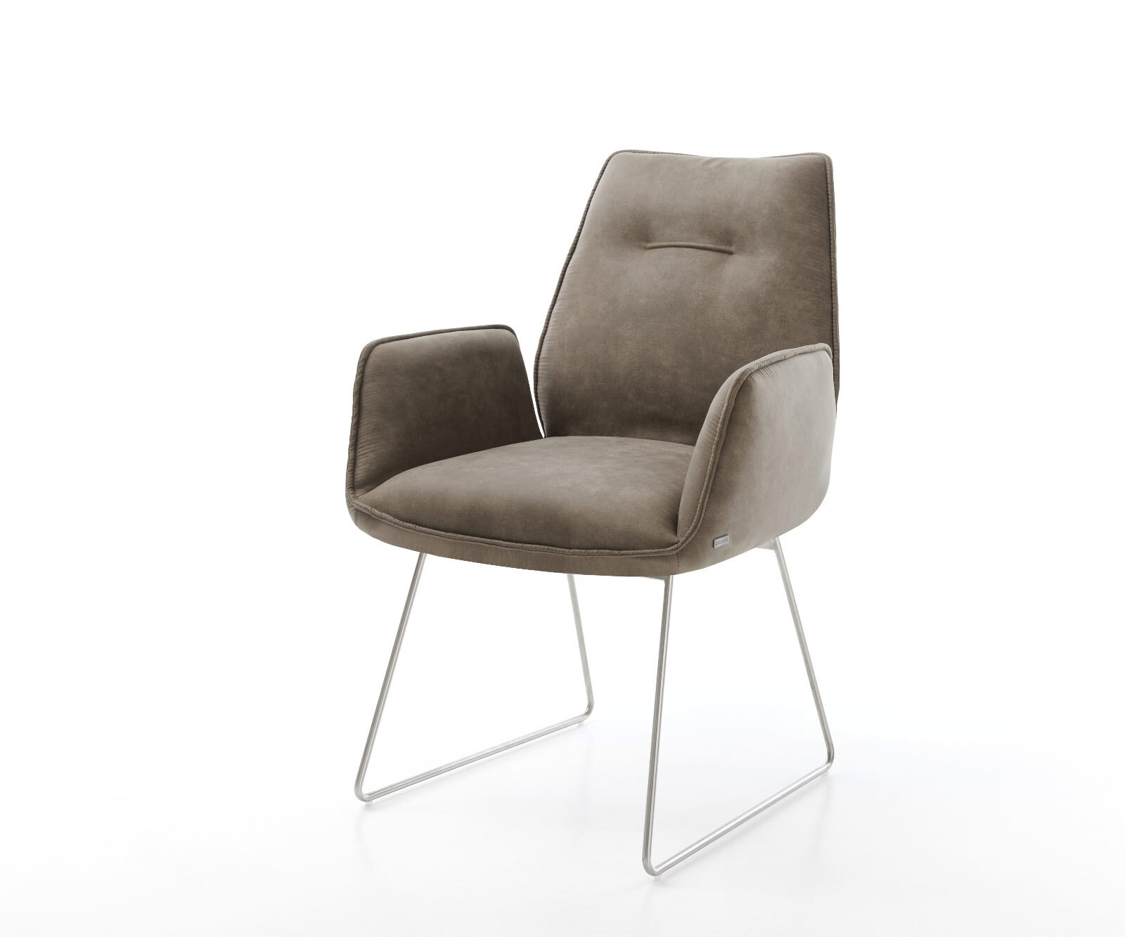 Eetkamerstoel Zoa-Flex microvelours taupe vintage slipframe roestvrij staal pocketveer kern