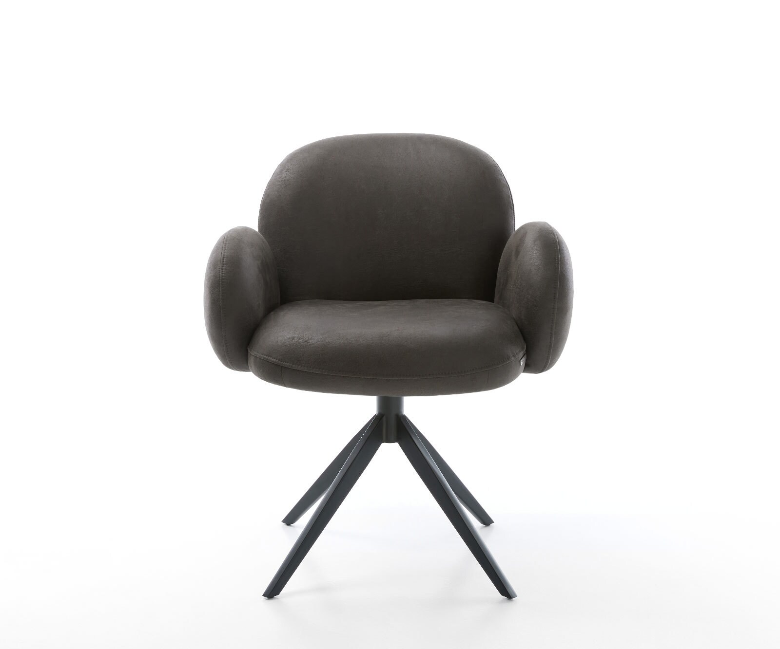Draaistoel Nube-Flex met armleuning microvelours antraciet vintage kruisframe breed zwart 360° draaibaar rocker-functie pocketveer kern 1