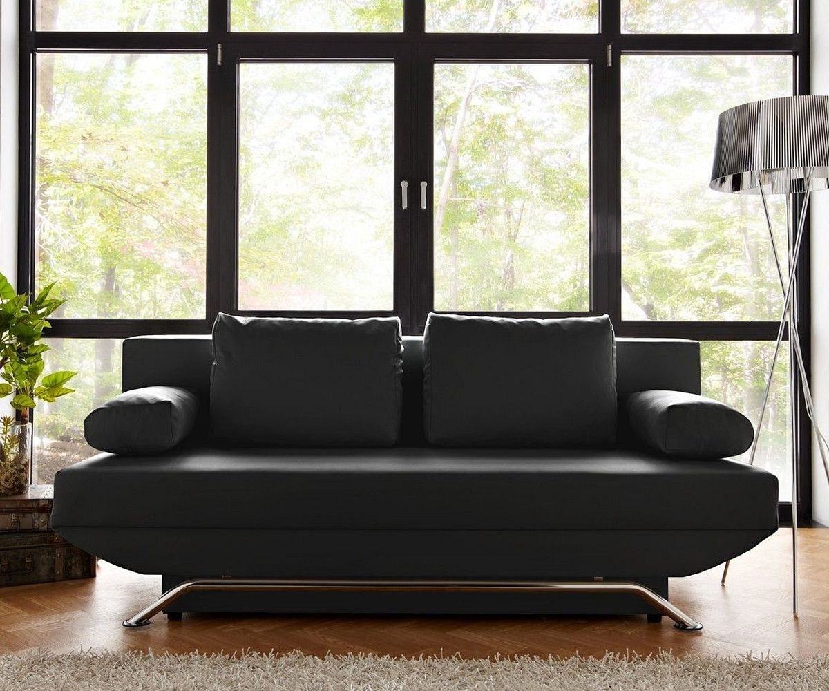 Slaapbank Cady 200x90 cm zwart met slaapfunctie 