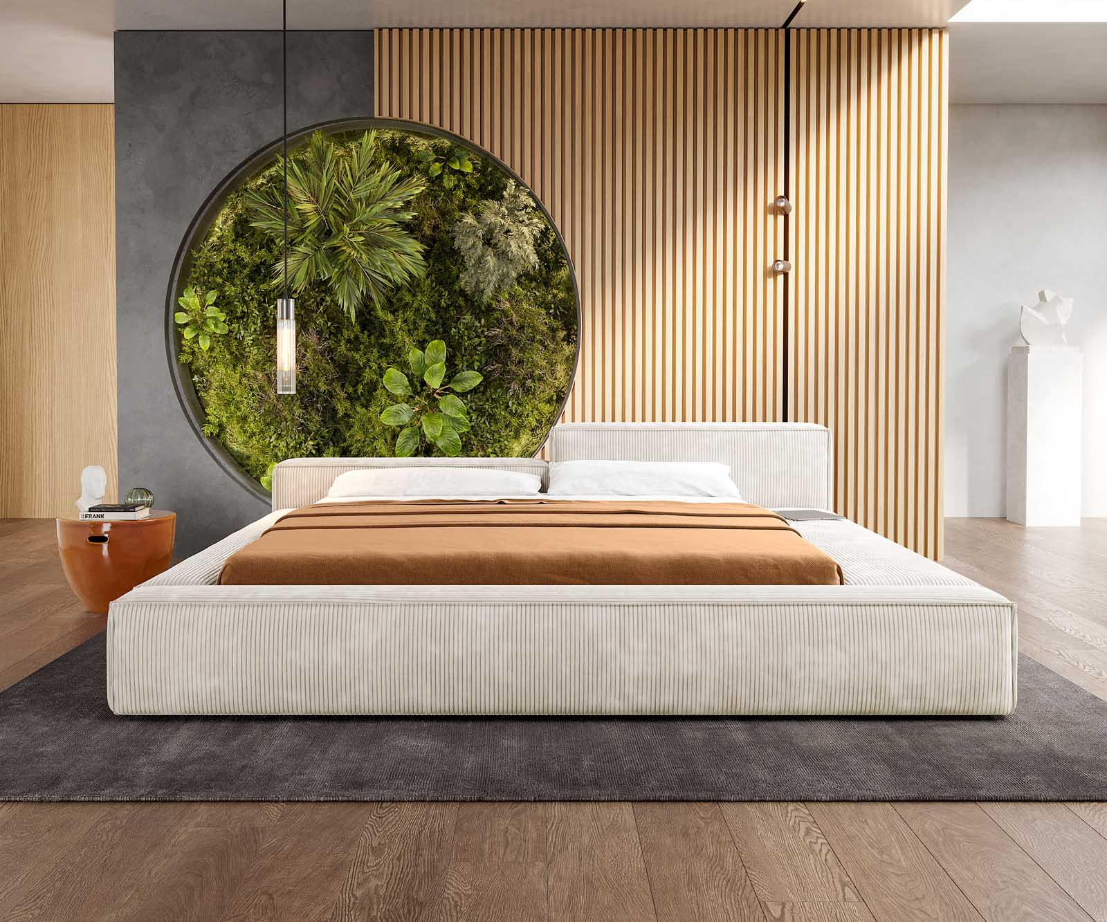 Bedframe met bekleding Kalinea 180x200 cm Cord Beige 1