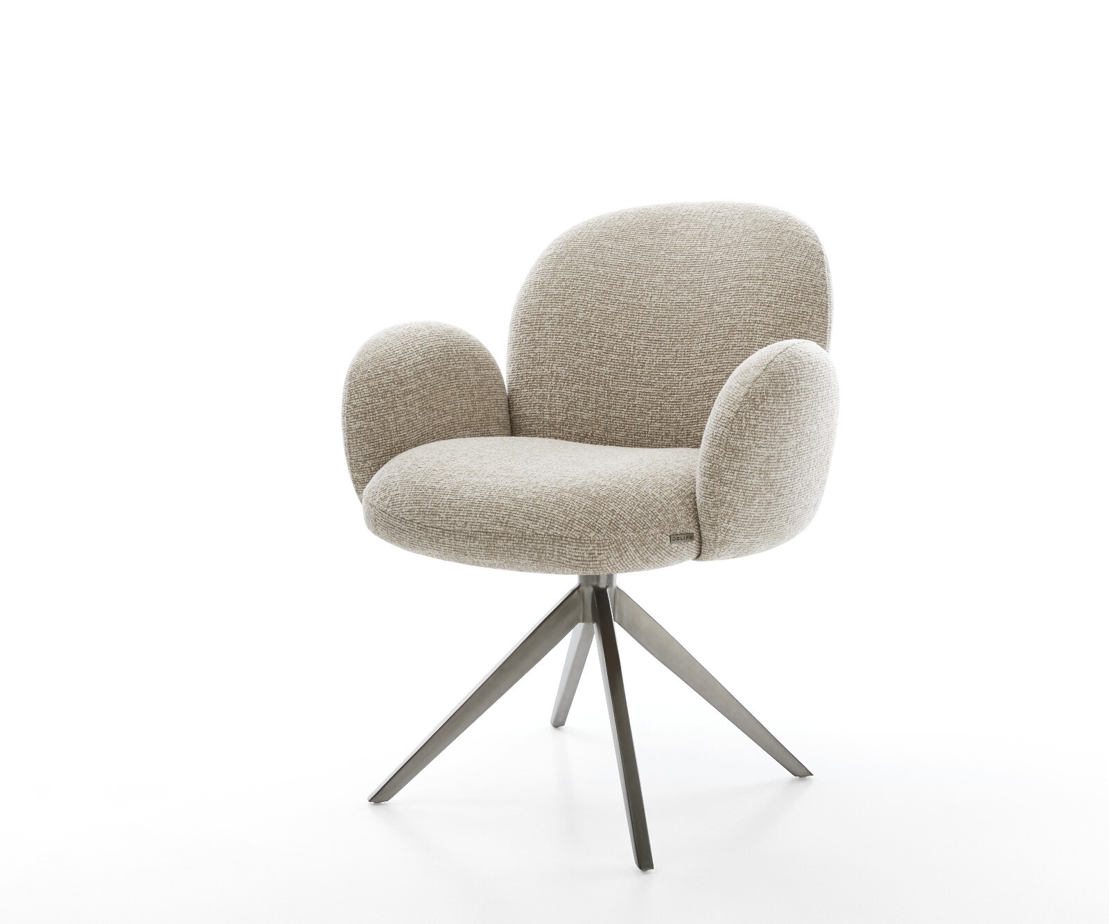 Draaistoel Nube-Flex met armleuning geweven stof beige kruisframe breed grafiet 360° draaibaar rocker-functie pocketveer kern 1