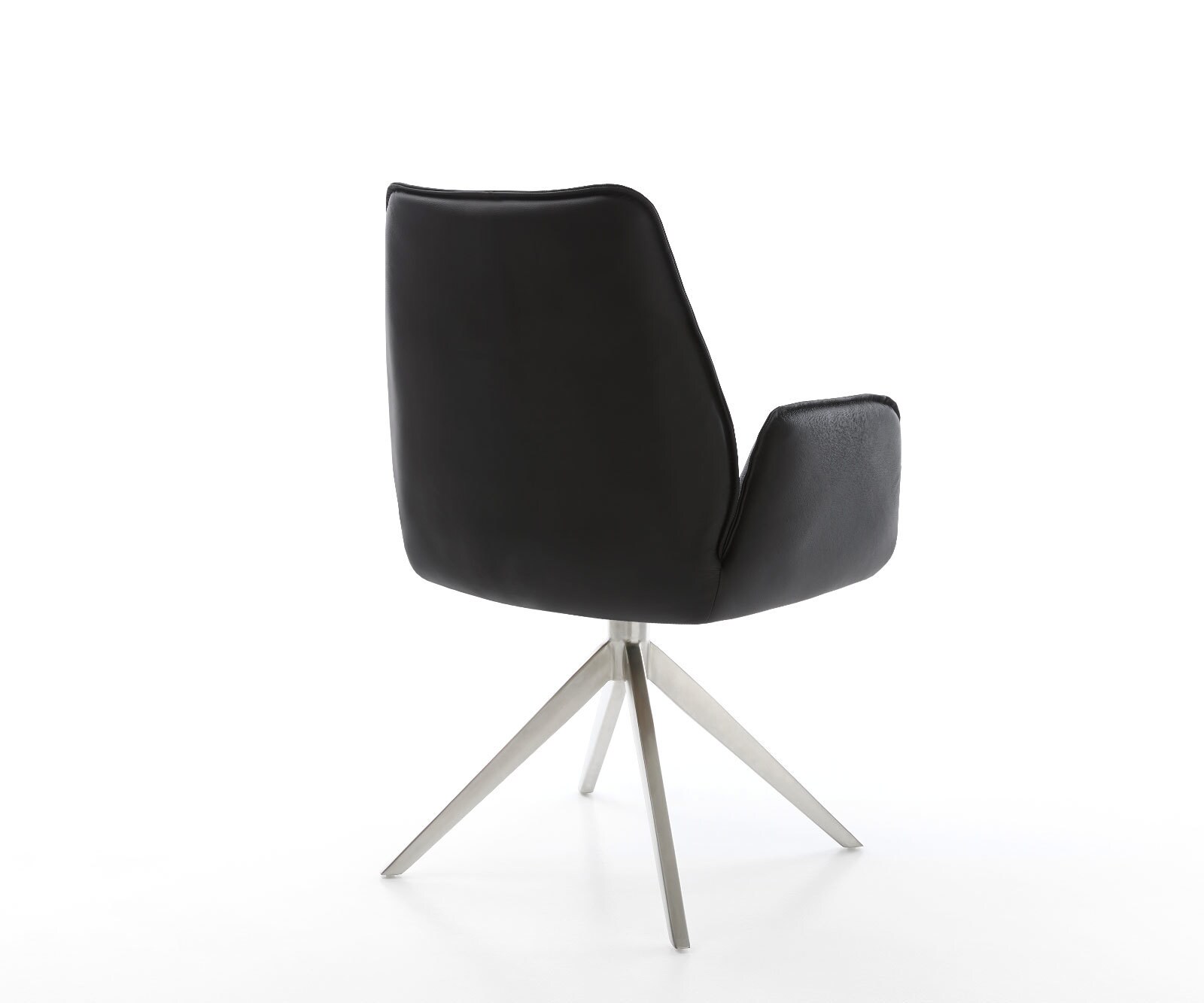 Draaistoel Zoa-Flex echt leer zwart kruisframe breed roestvrij staal 360° draaibaar rocker-functie pocketveer kern 4