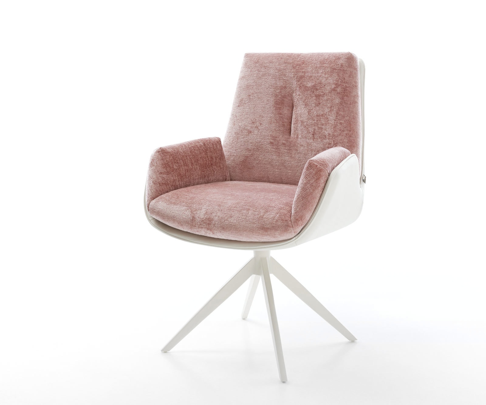 Draaistoel Clea-Flex materiaalmix echt leer wit-rosé kruisframe breed wit 360° draaibaar rocker-functie Draaistoel Clea-Flex materiaalmix echt leer wit-rosé kruisframe breed wit 360° draaibaar rocker-functie