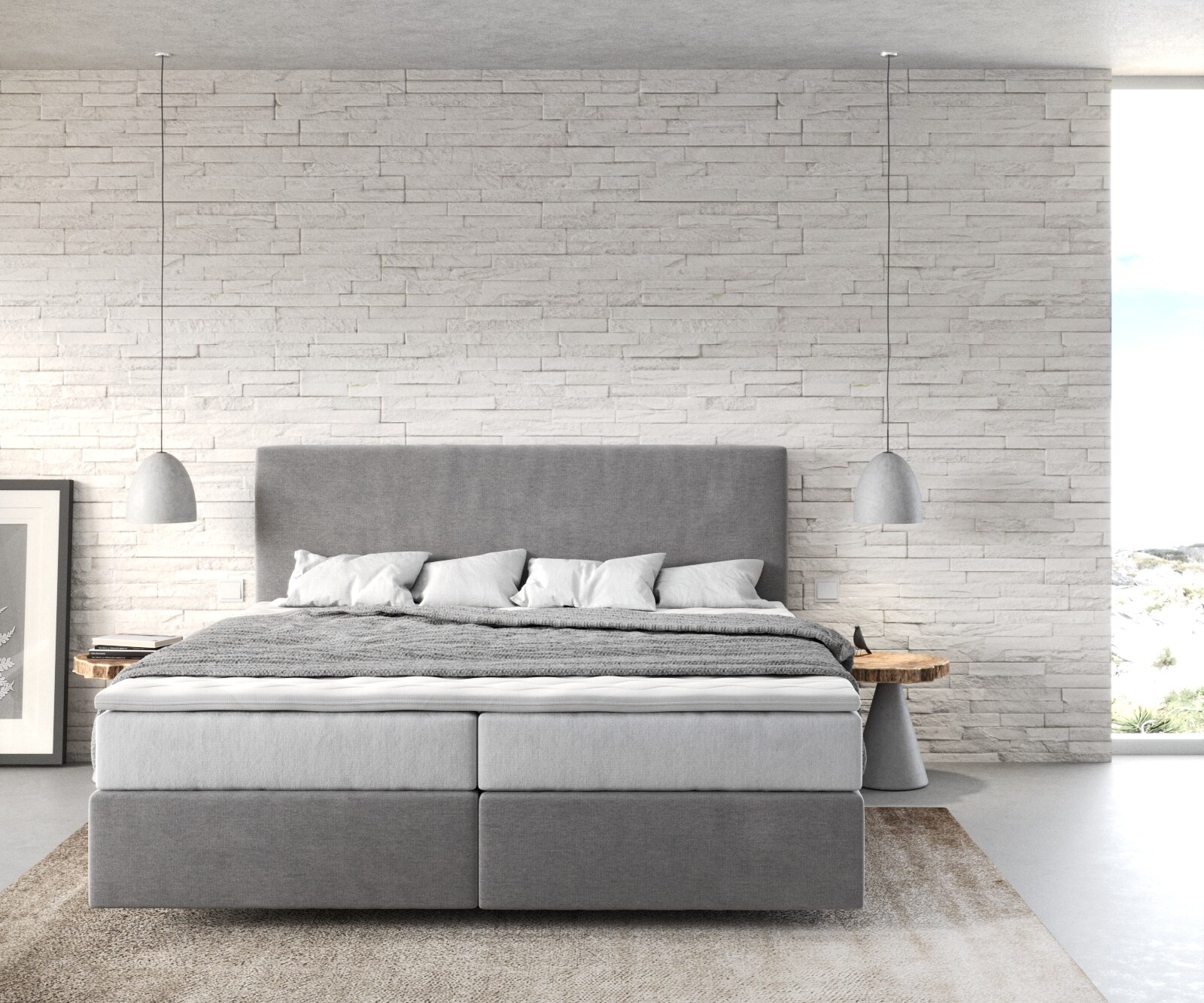 Boxspringbed Dream-Well 180x200 cm Microvezel Grijs met TFK Matras en Visco Topper 1