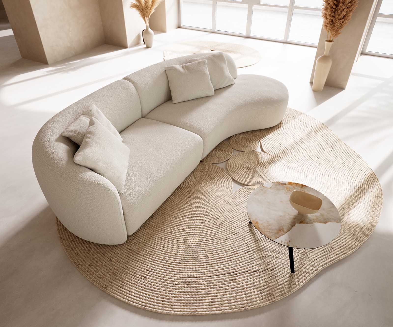 Mairi bank 330x160 cm bouclé crème-wit 3