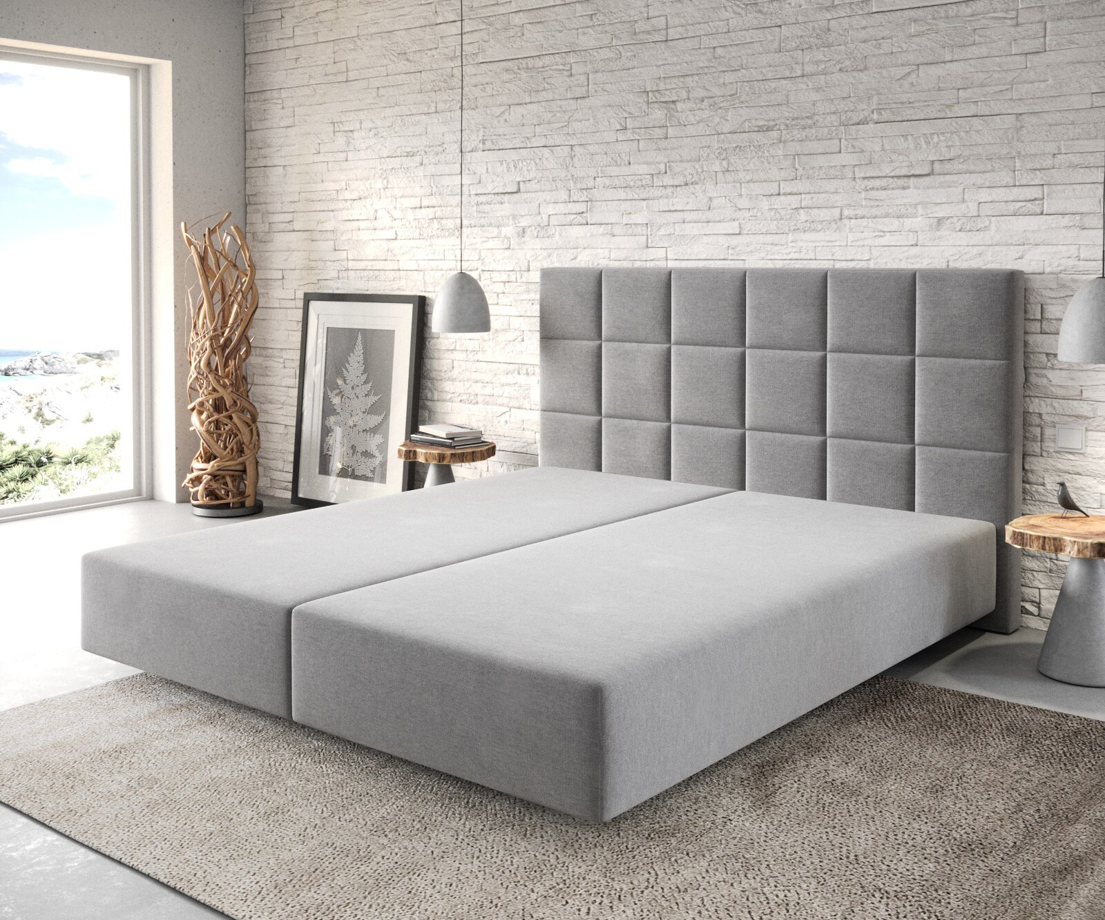 Boxspring-frame Dream-Fine 180x200 microvezel grijs
