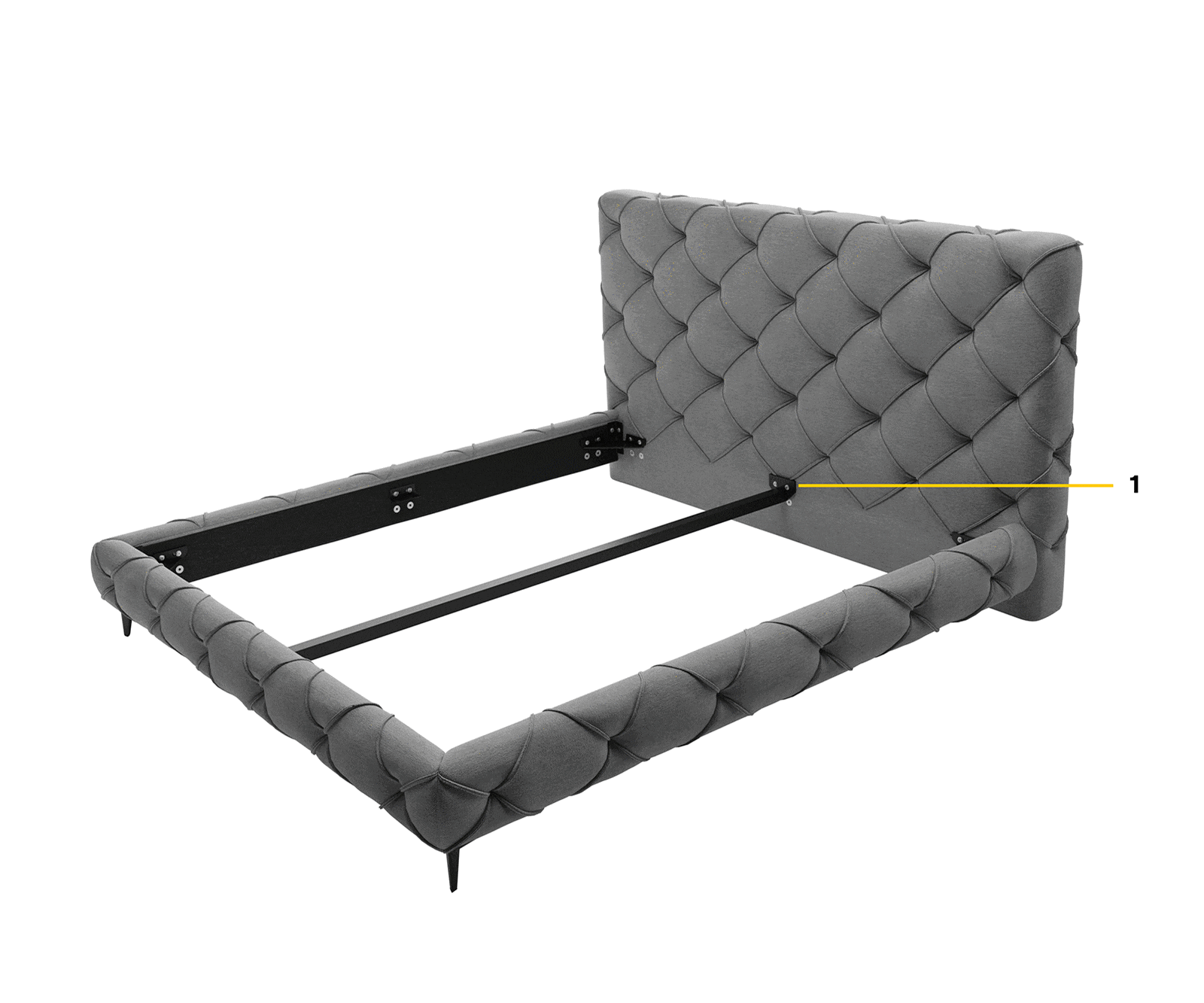 Bedframe Nayara 140x200 cm bouclé zilvergrijs gestoffeerd 8