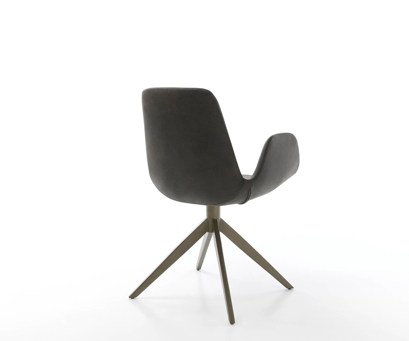 Draaistoel Ilia-Flex met armleuning microvelours antraciet vintage kruisframe breed afwerking met titanium 360° draaibaar 4
