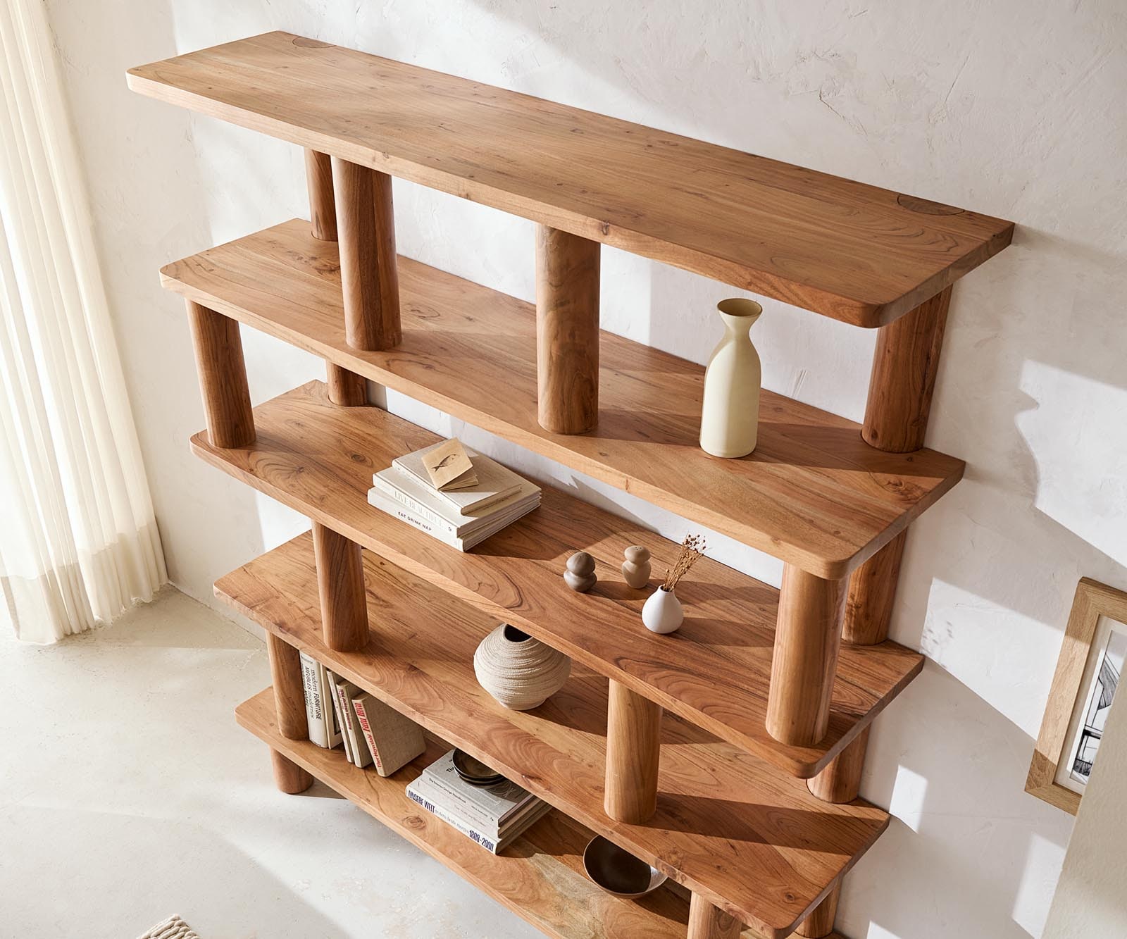 Staande kast Accra 170x190 cm Acacia Natuur 8 compartimenten 3 Staande kast Accra 170x190 cm Acacia Natuur 8 compartimenten 3